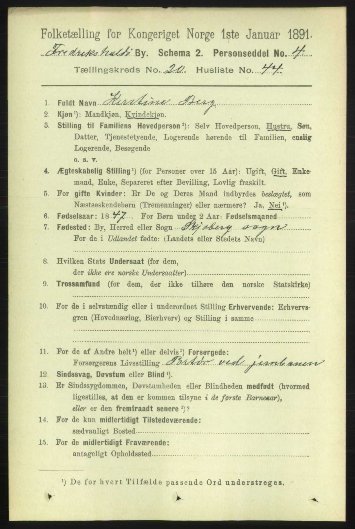 RA, 1891 census for 0101 Fredrikshald, 1891, p. 12949
