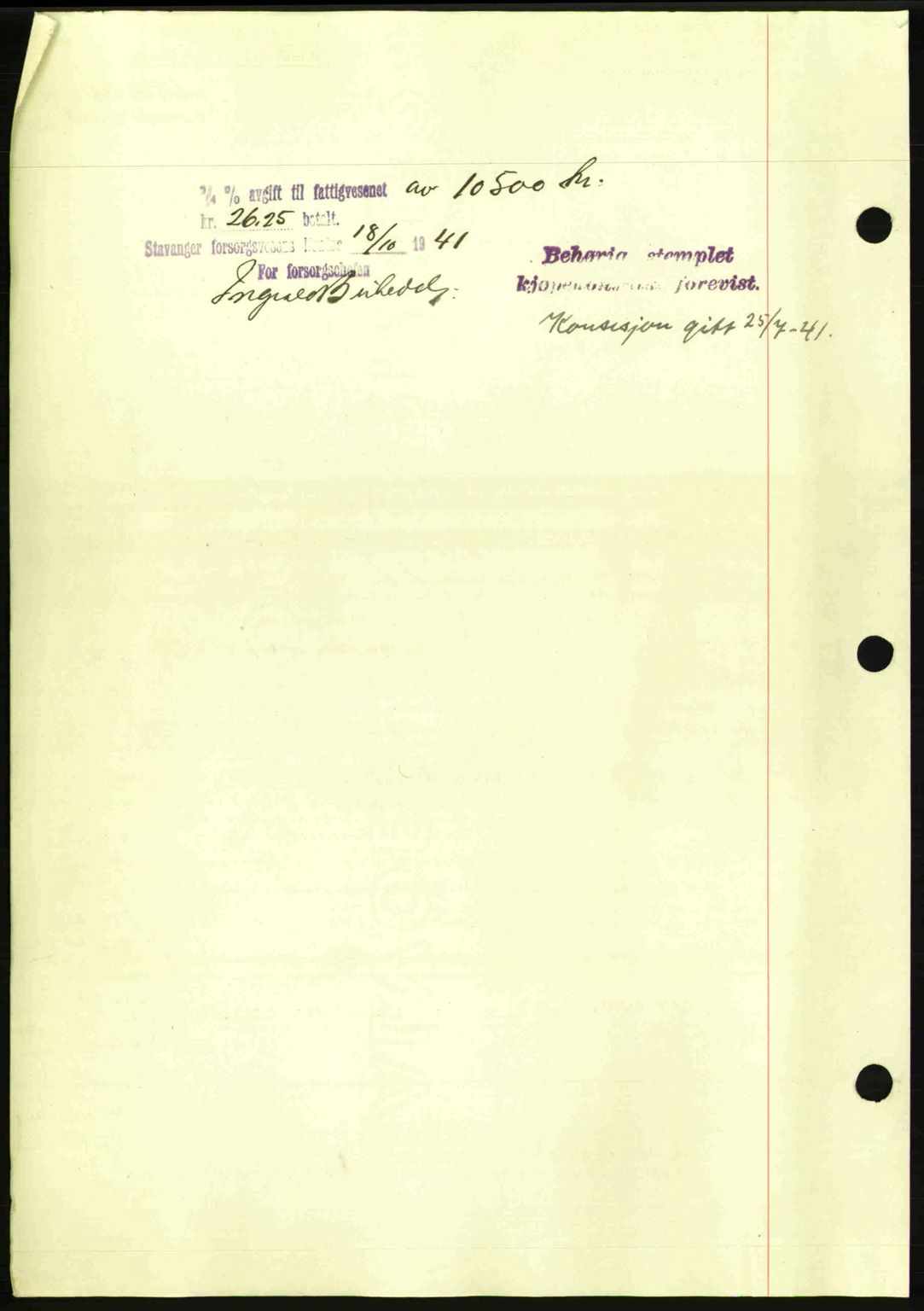 Stavanger byrett, SAST/A-100455/002/G/Gb/L0016: Mortgage book no. A6, 1940-1941, Diary no: : 2289/1941