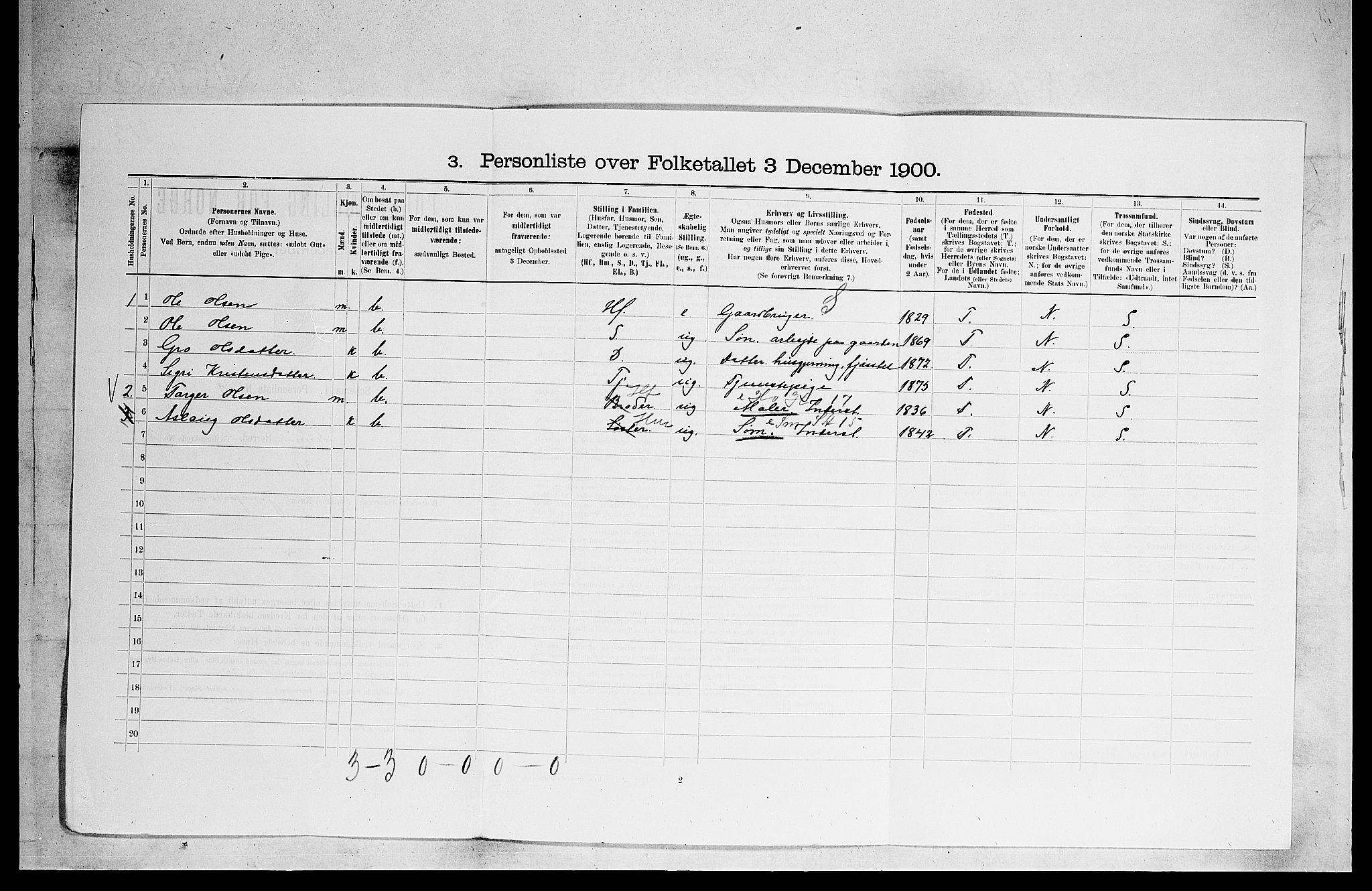 SAKO, 1900 census for Tinn, 1900, p. 230