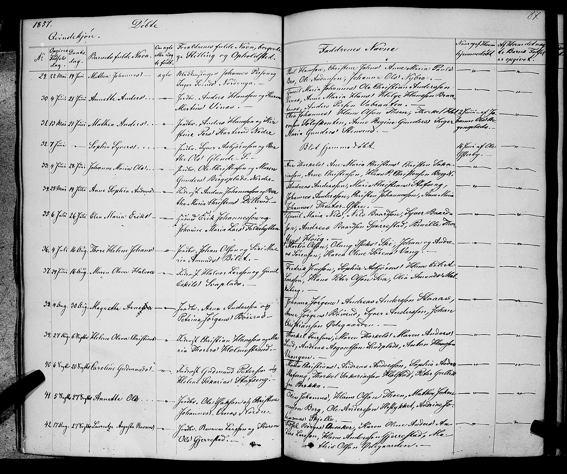 Skiptvet prestekontor Kirkebøker, AV/SAO-A-20009/F/Fa/L0006: Parish register (official) no. 6, 1839-1860, p. 87