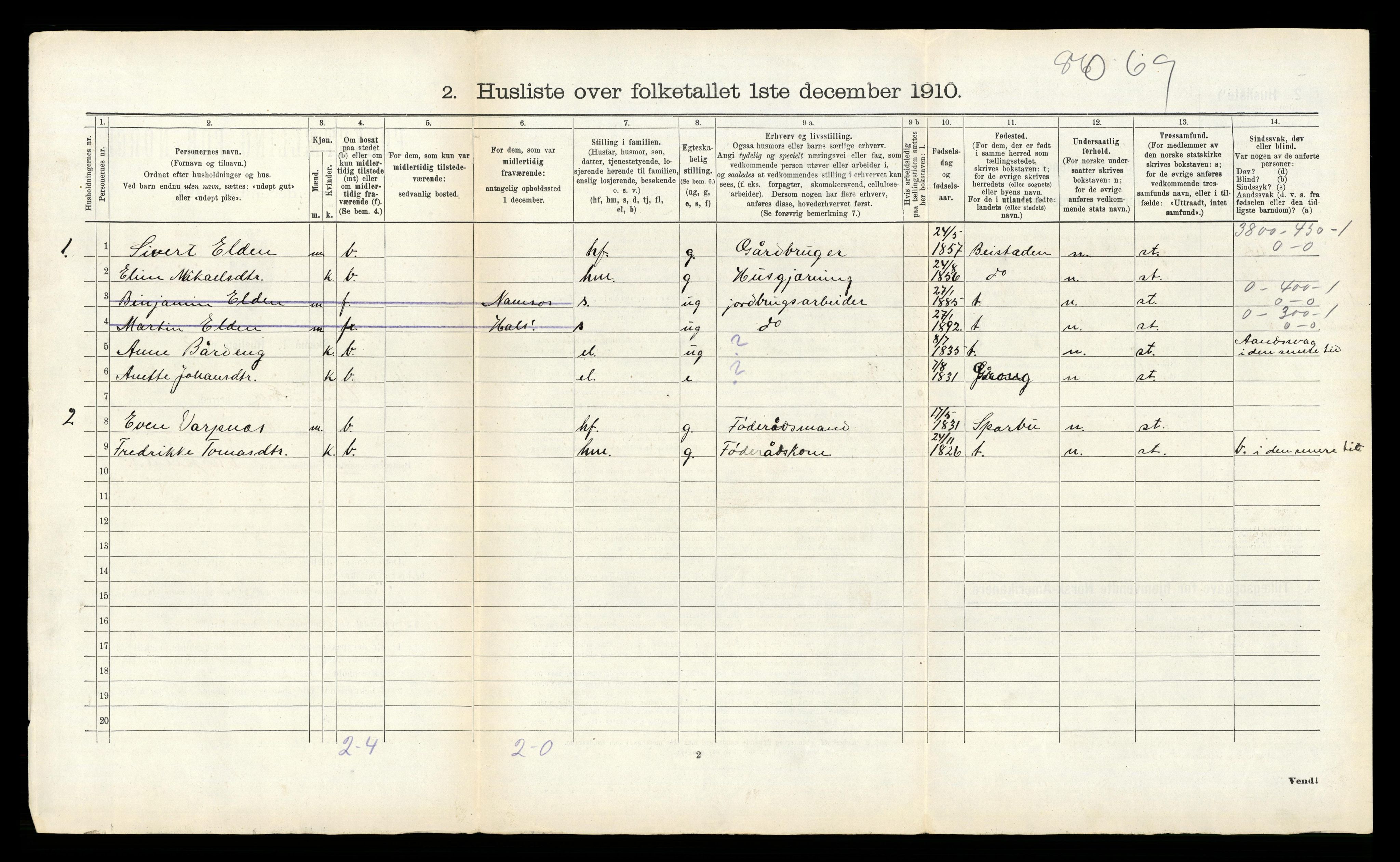 RA, 1910 census for Vemundvik, 1910, p. 173