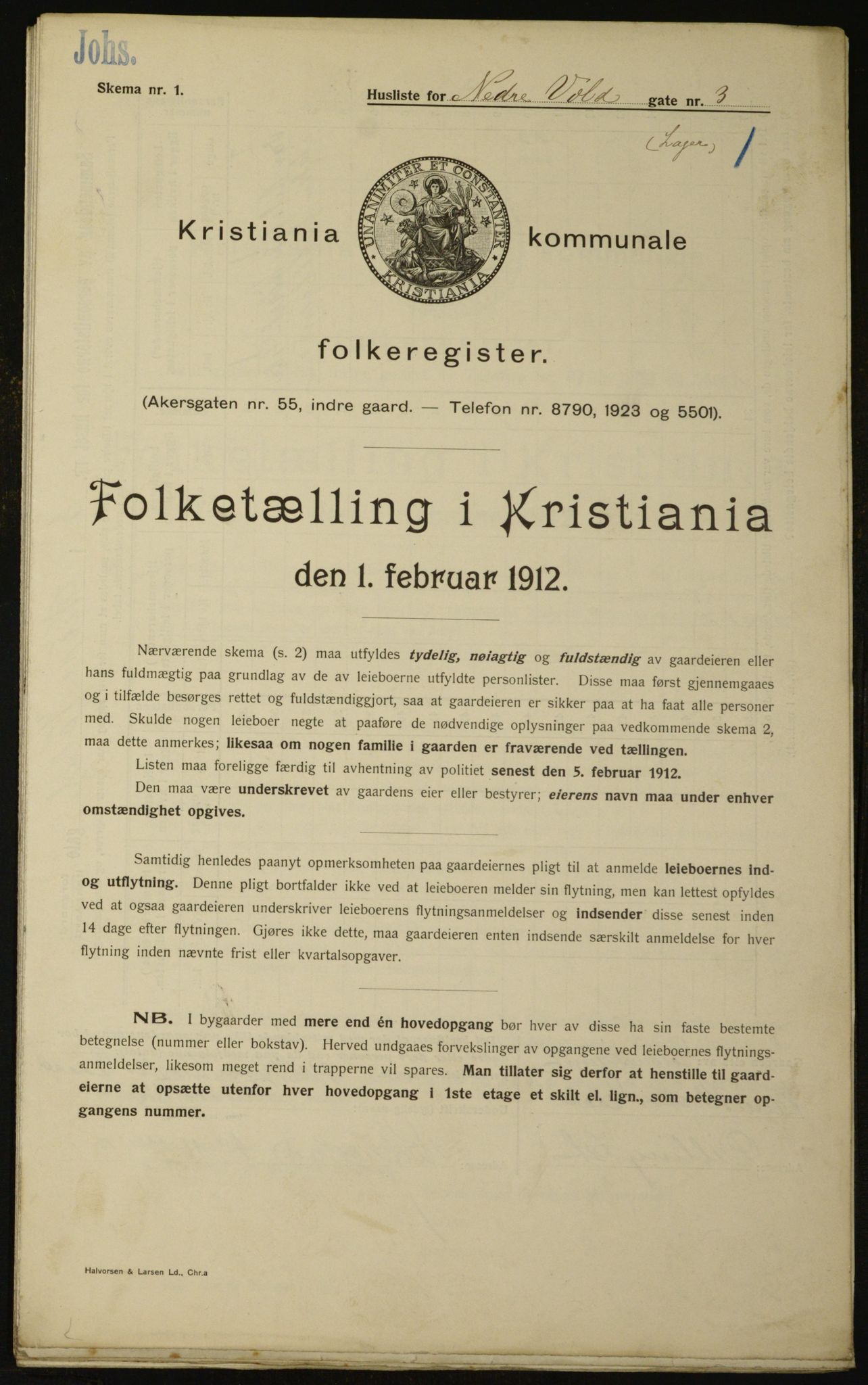 OBA, Municipal Census 1912 for Kristiania, 1912, p. 70130