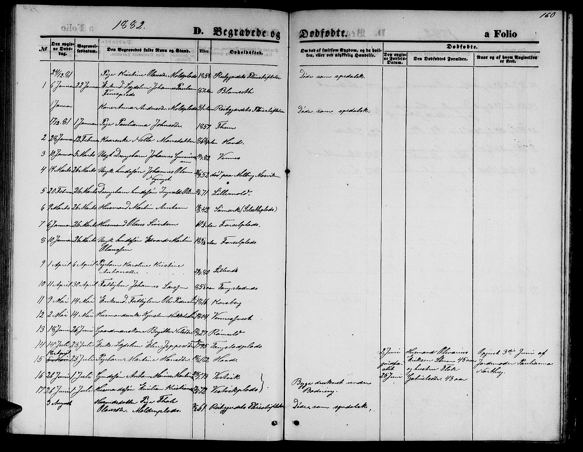 Ministerialprotokoller, klokkerbøker og fødselsregistre - Nord-Trøndelag, SAT/A-1458/744/L0422: Parish register (copy) no. 744C01, 1871-1885, p. 160