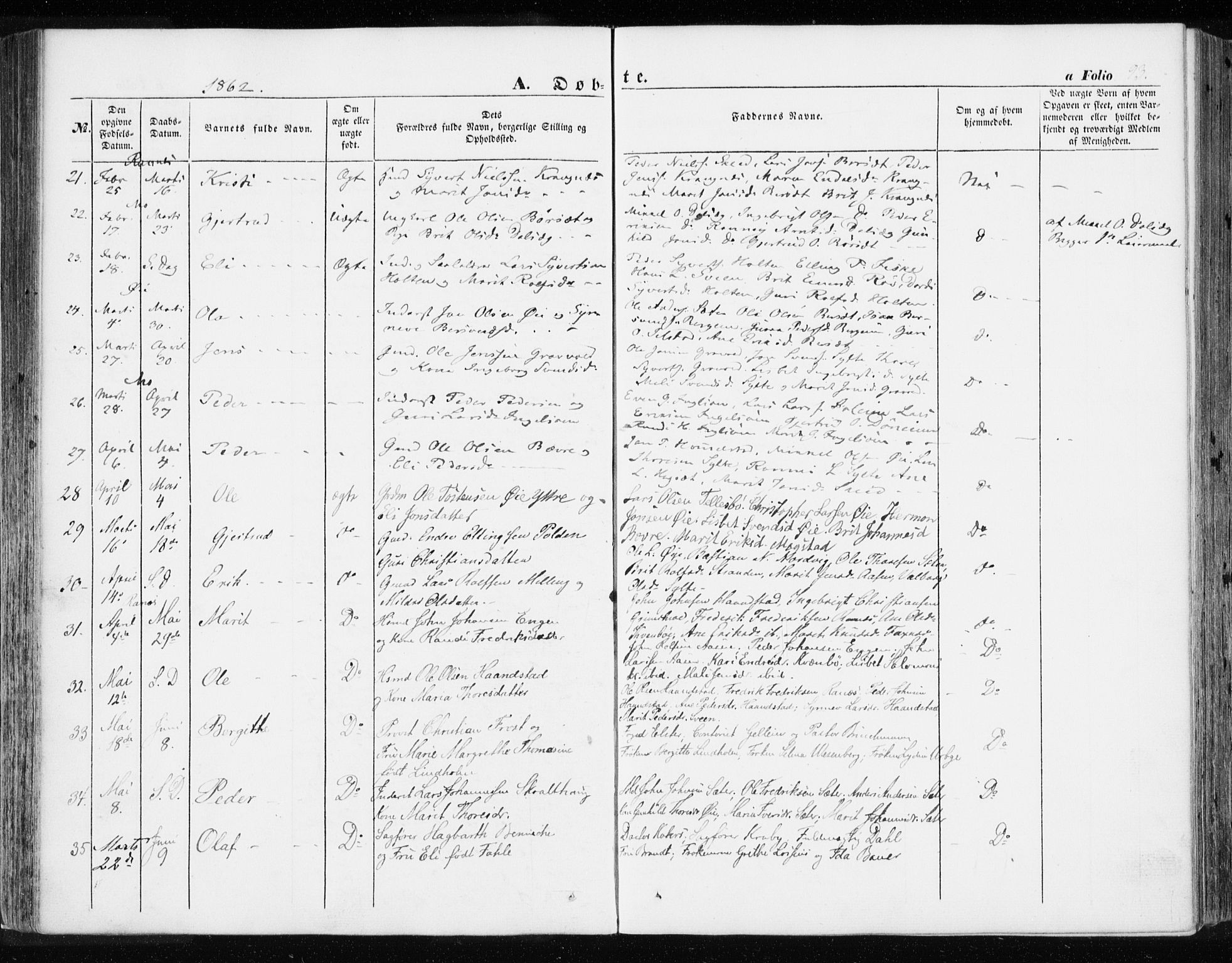 Ministerialprotokoller, klokkerbøker og fødselsregistre - Møre og Romsdal, SAT/A-1454/595/L1044: Parish register (official) no. 595A06, 1852-1863, p. 93