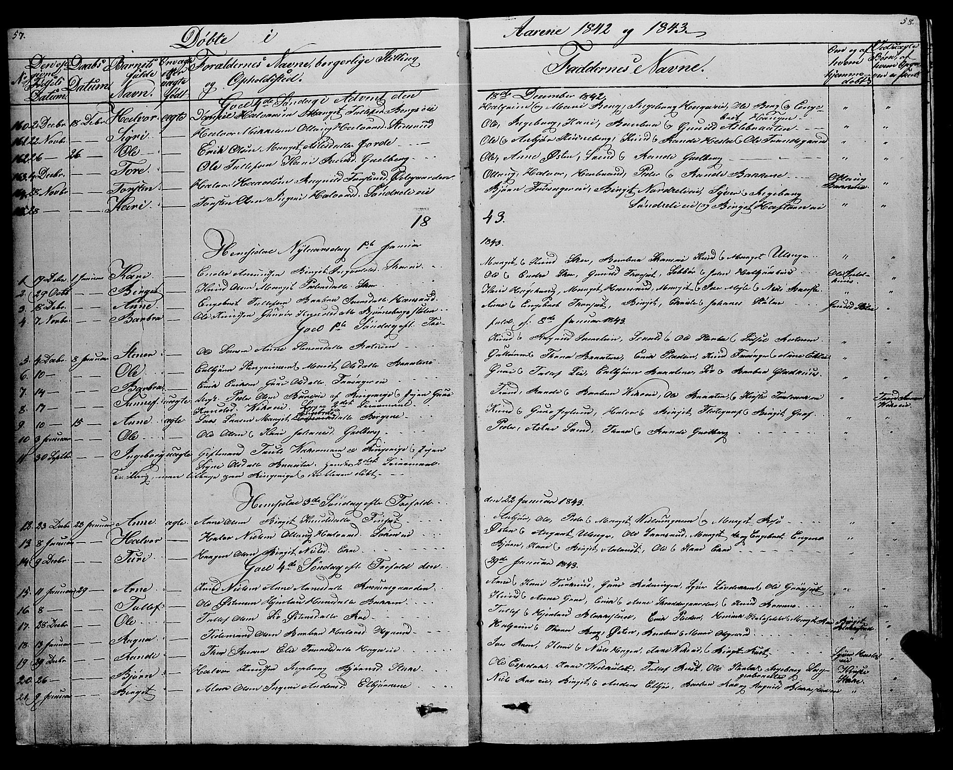 Gol kirkebøker, SAKO/A-226/F/Fa/L0002: Parish register (official) no. I 2, 1837-1863, p. 57-58