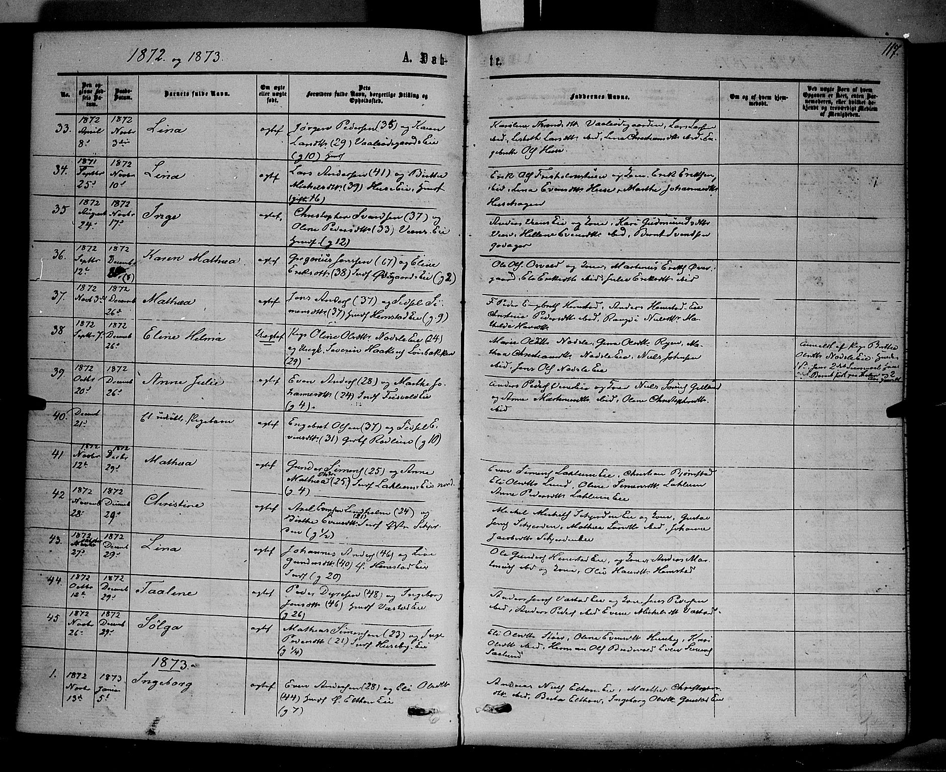 Stange prestekontor, SAH/PREST-002/K/L0013: Parish register (official) no. 13, 1862-1879, p. 117