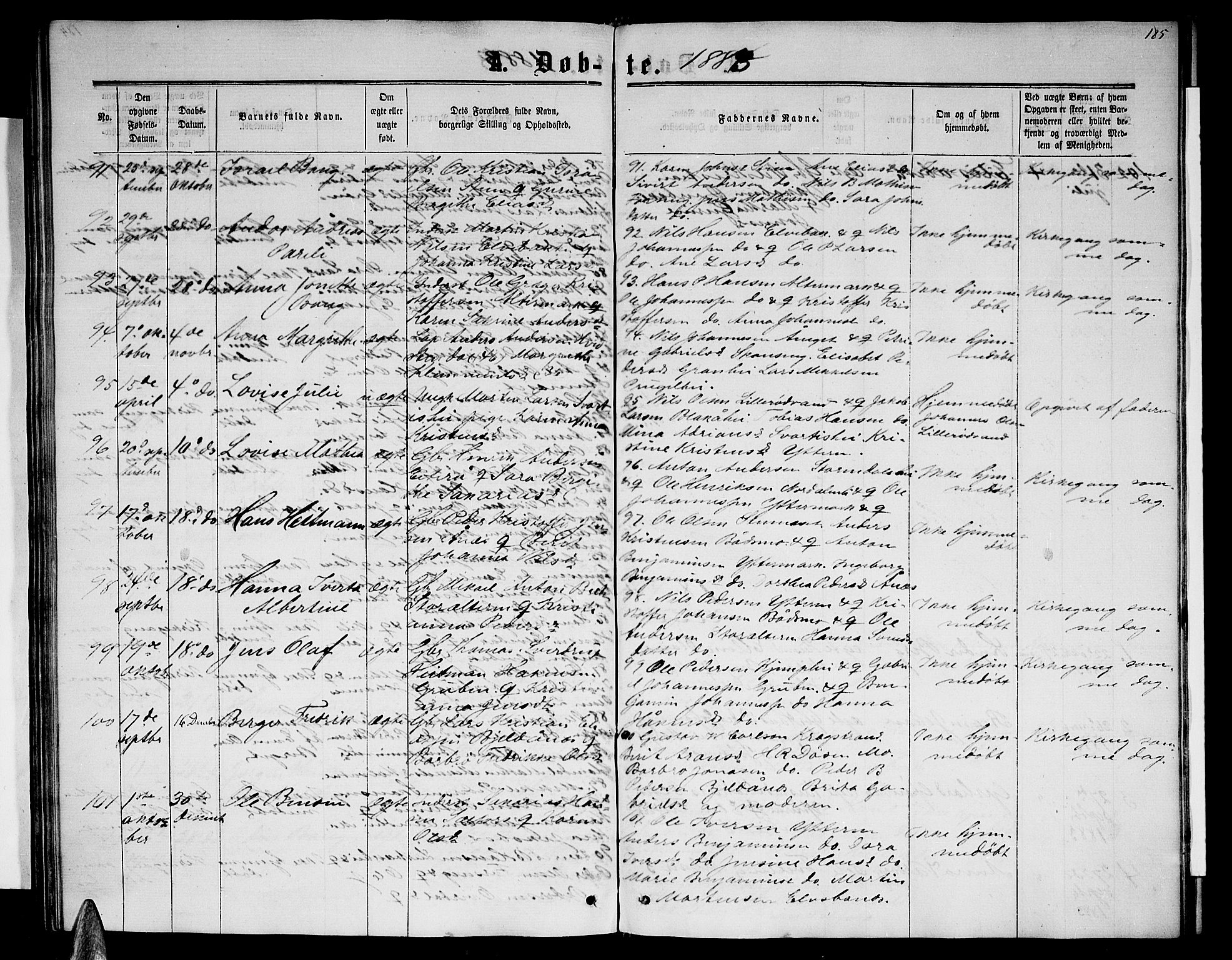 Ministerialprotokoller, klokkerbøker og fødselsregistre - Nordland, SAT/A-1459/827/L0415: Parish register (copy) no. 827C04, 1864-1886, p. 185