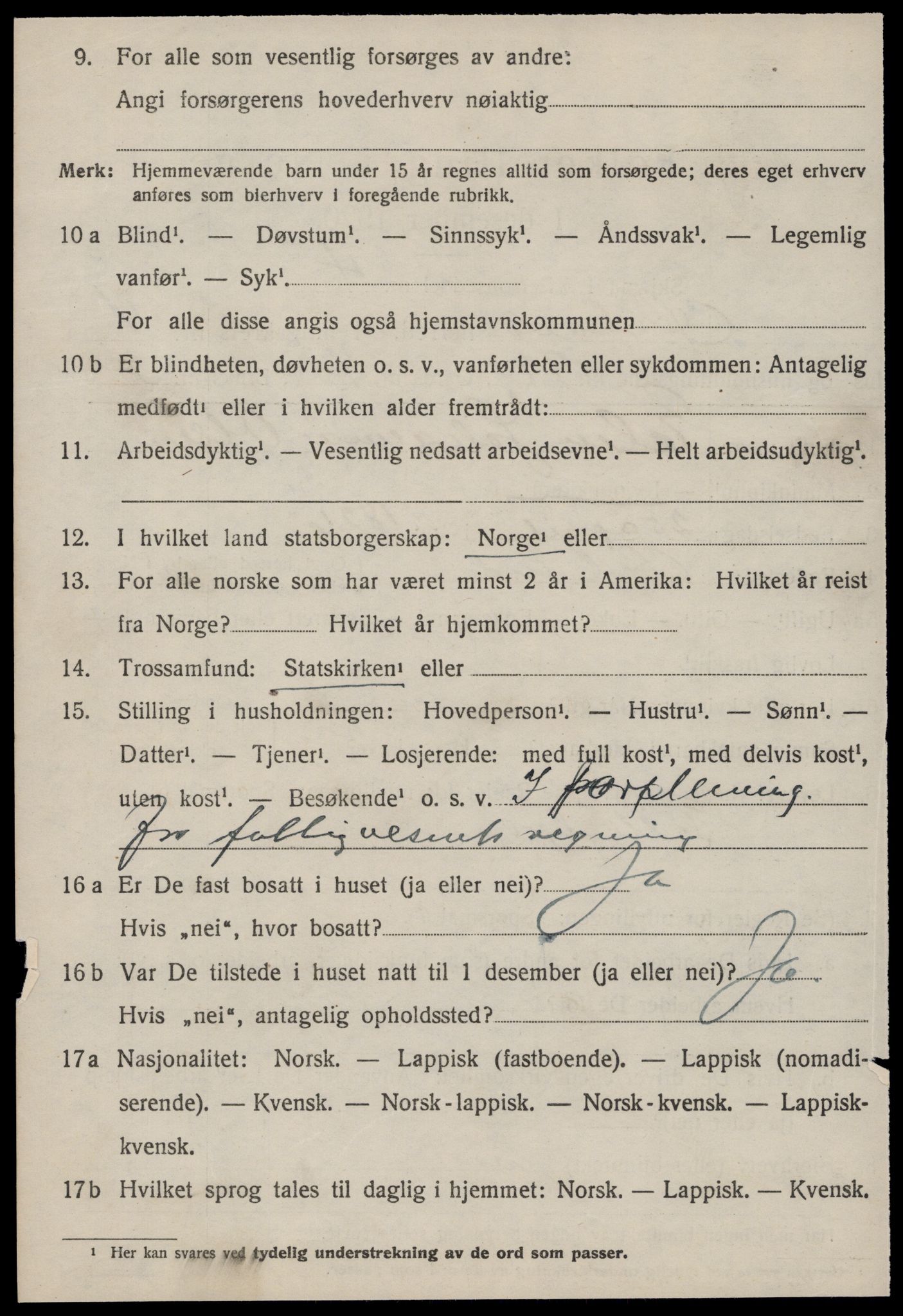 SAT, 1920 census for Ørland, 1920, p. 4482