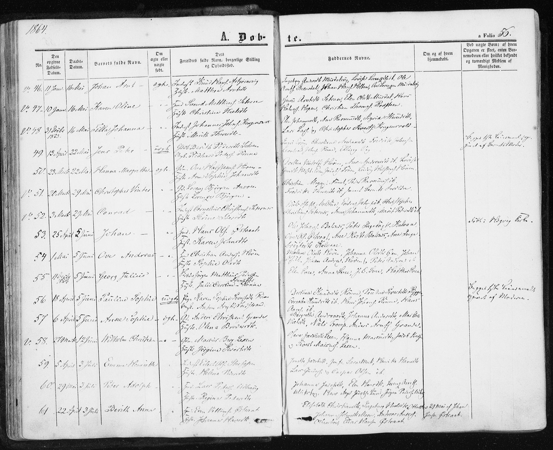 Ministerialprotokoller, klokkerbøker og fødselsregistre - Sør-Trøndelag, AV/SAT-A-1456/659/L0737: Parish register (official) no. 659A07, 1857-1875, p. 56