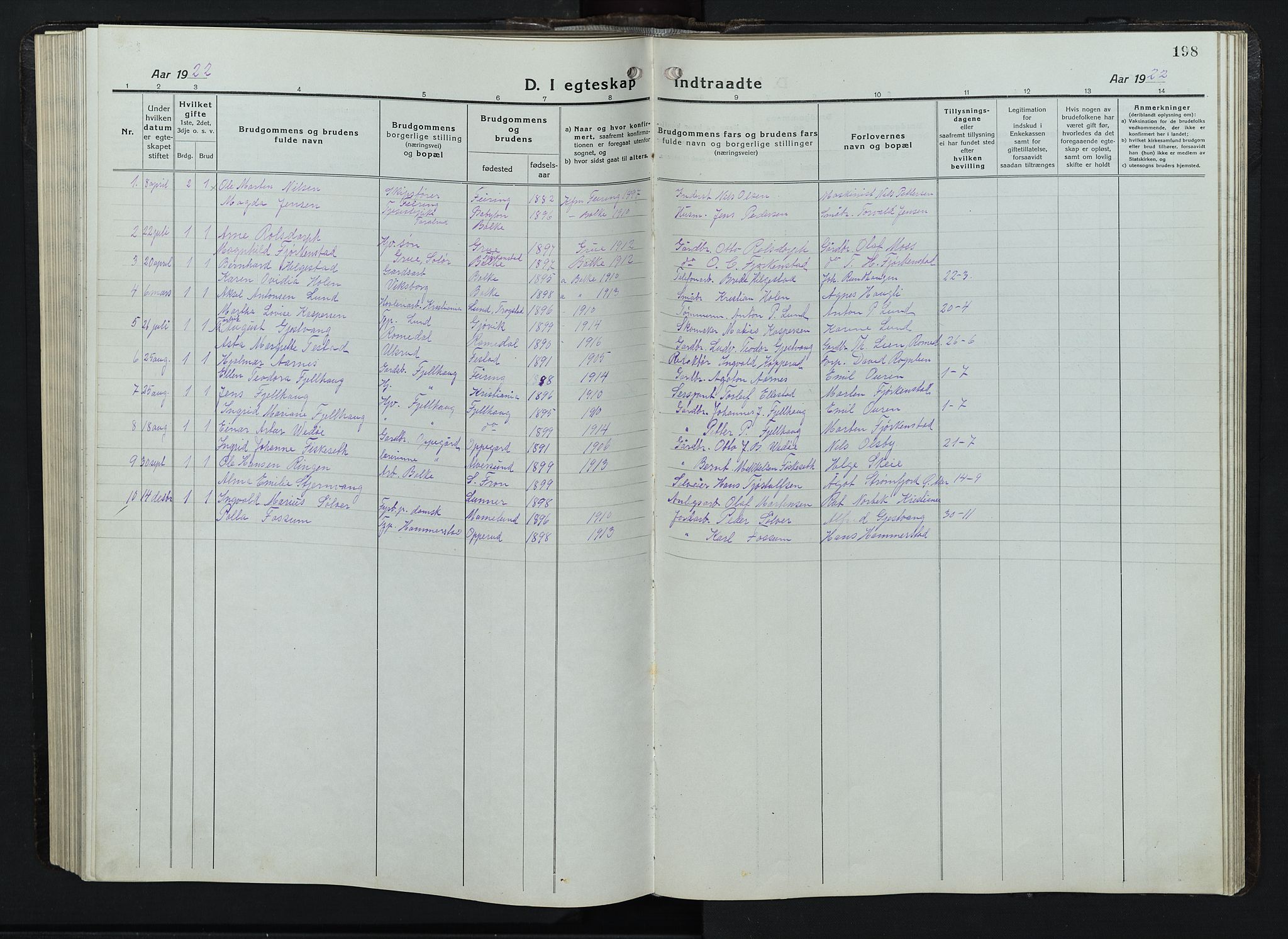 Balke prestekontor, SAH/PREST-106/H/Ha/Hab/L0001: Parish register (copy) no. 1, 1920-1955, p. 198