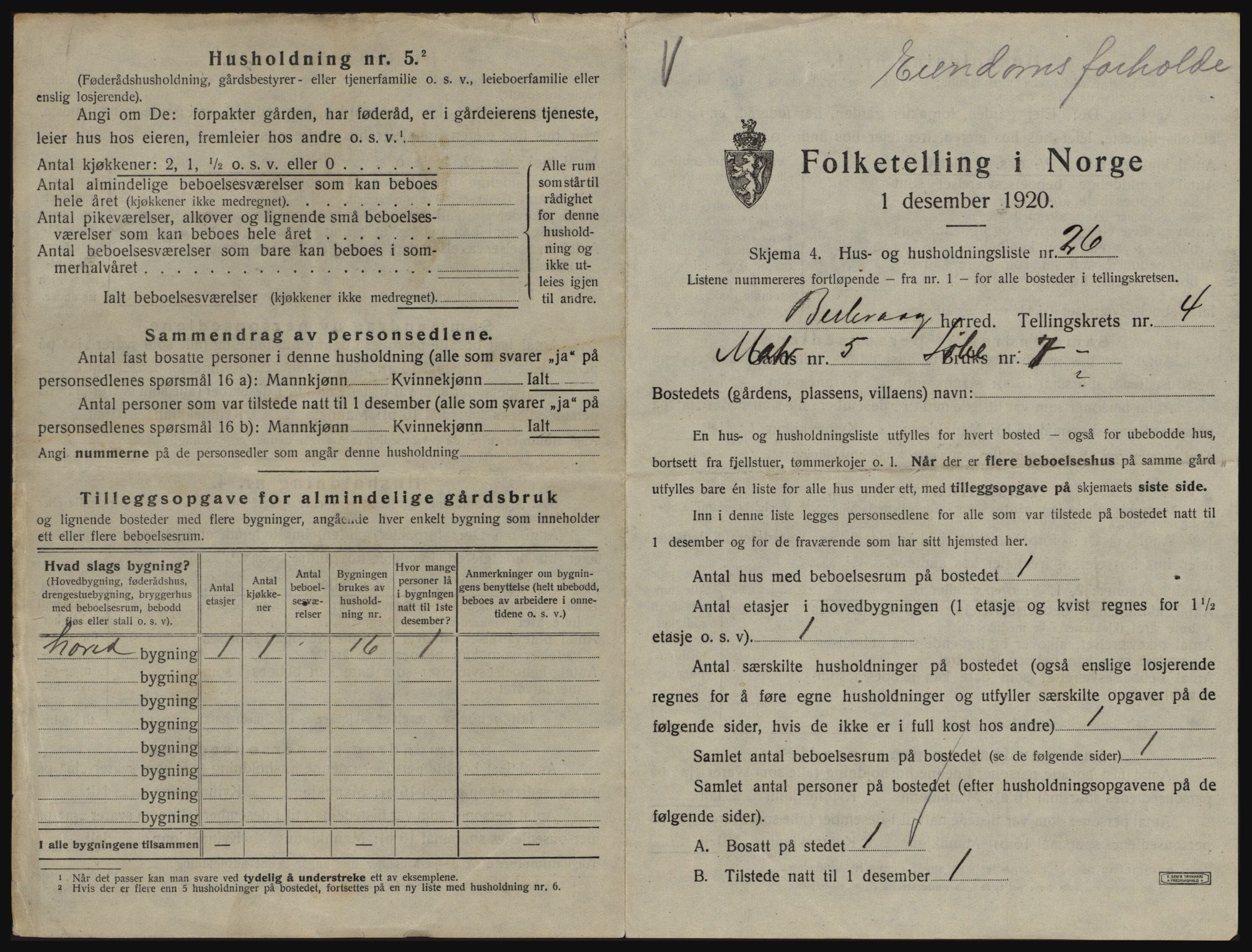 SATØ, 1920 census for Berlevåg, 1920, p. 417