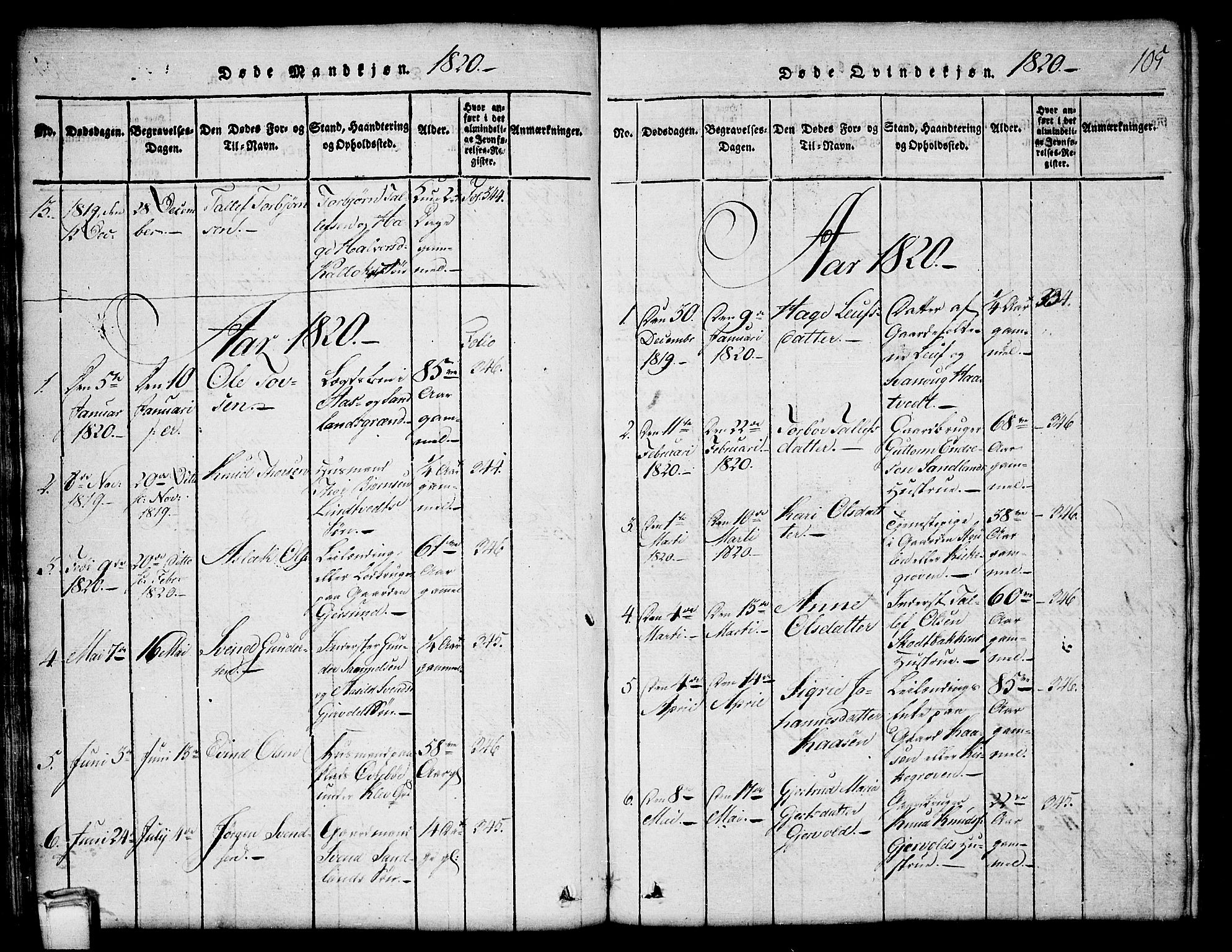 Kviteseid kirkebøker, SAKO/A-276/G/Gb/L0001: Parish register (copy) no. II 1, 1815-1842, p. 105