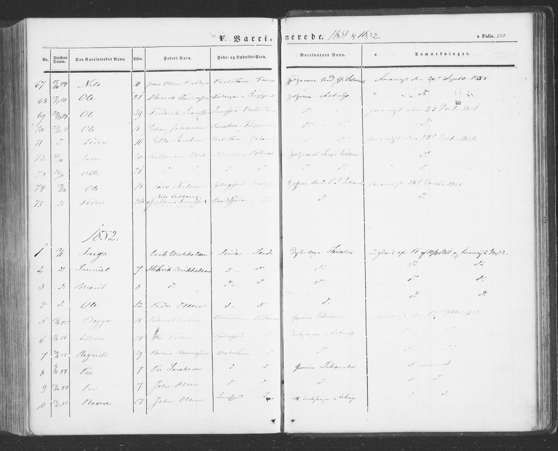 Tana sokneprestkontor, SATØ/S-1334/H/Ha/L0001kirke: Parish register (official) no. 1, 1846-1861, p. 323