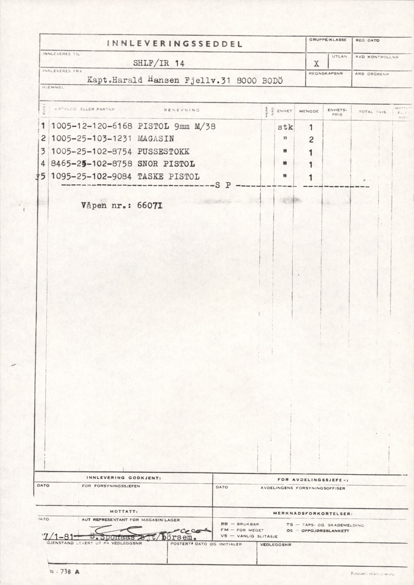 Forsvaret, Sør-Hålogaland landforsvar, AV/RA-RAFA-2552/P/Pa/L0303: Personellmapper for slettet personell, yrkesbefal og vernepliktig befal, født 1917-1920, 1936-1980, p. 478