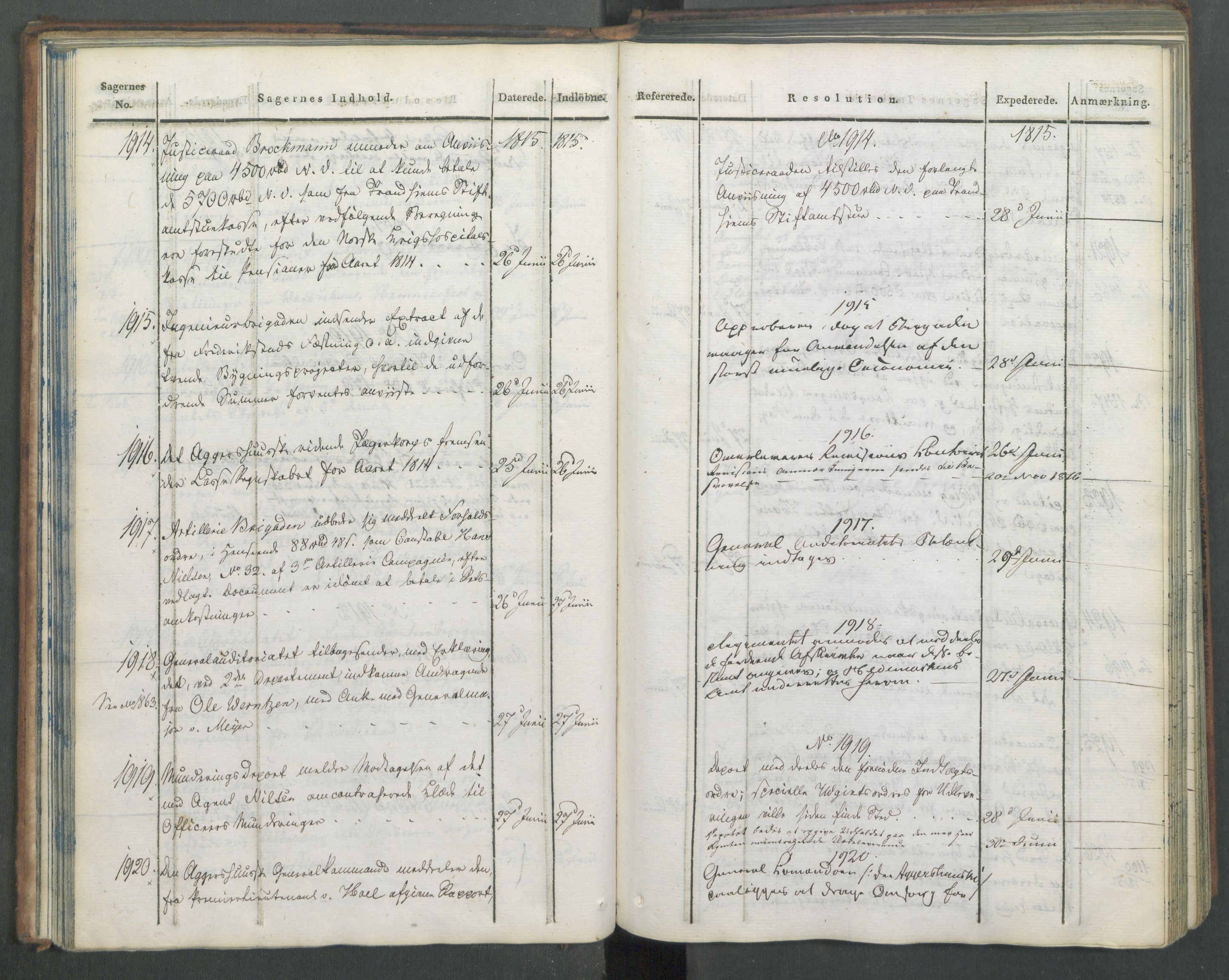 Armédepartementet, AV/RA-RAFA-3493/C/Ca/L0005: 6. Departements Journal, 1815