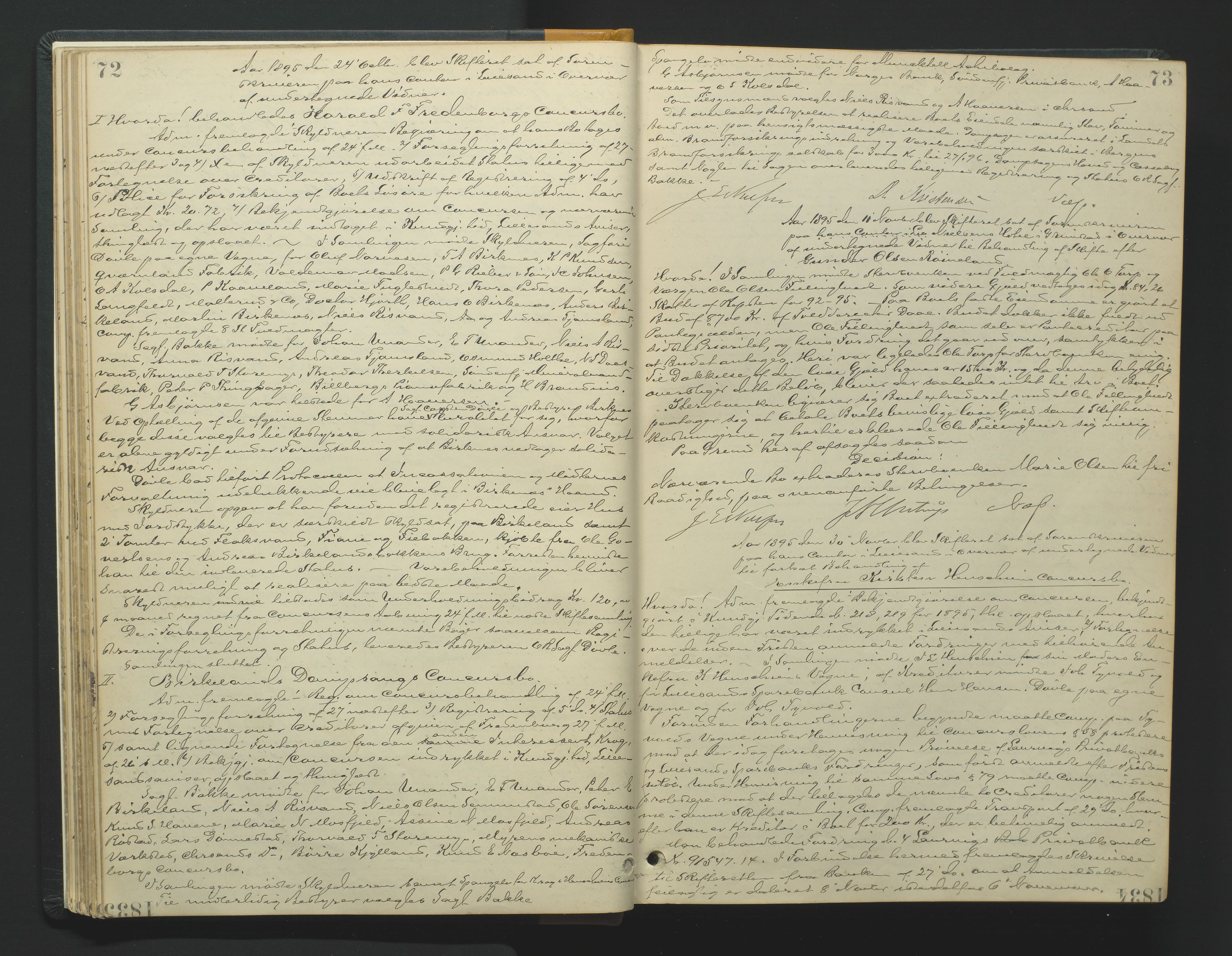 Vestre Nedenes/Sand sorenskriveri, AV/SAK-1221-0010/H/Hc/L0007: Skifteforhandlingsprotokoll nr. 5, 1894-1916, p. 72-73
