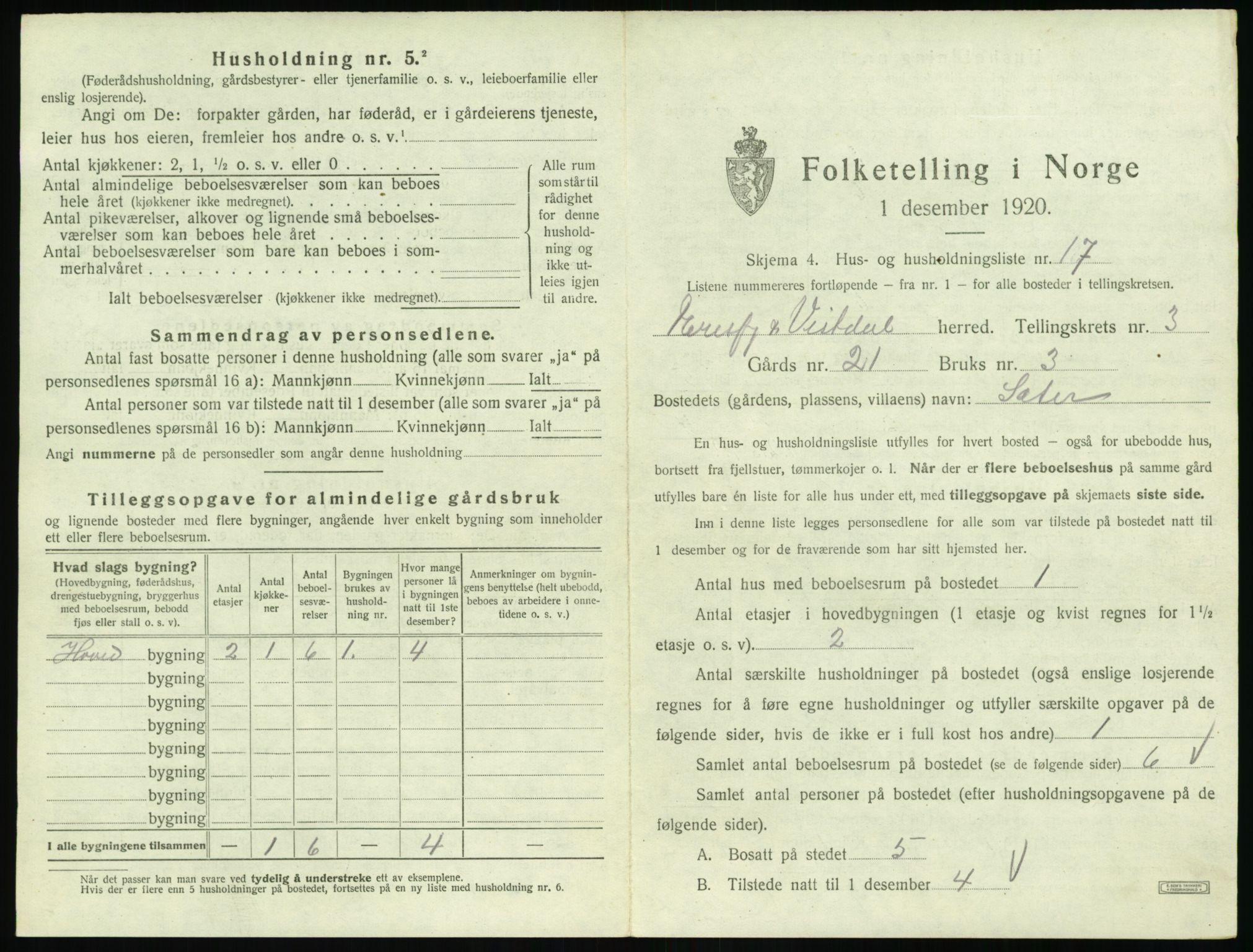 SAT, 1920 census for Eresfjord og Vistdal, 1920, p. 265