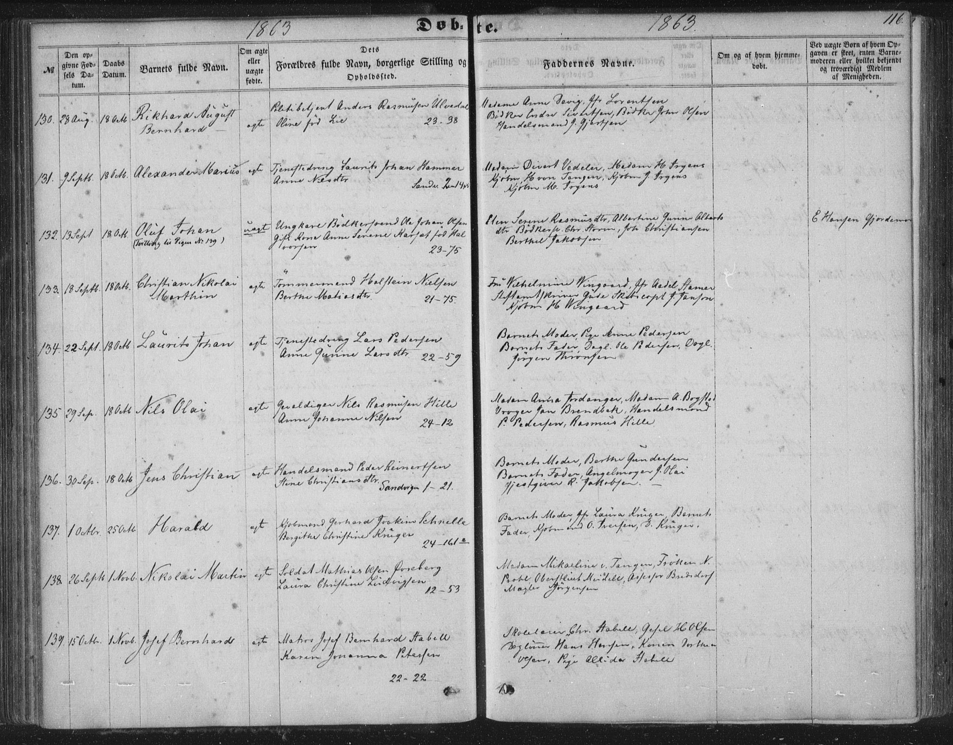 Korskirken sokneprestembete, SAB/A-76101/H/Haa/L0018: Parish register (official) no. B 4, 1857-1866, p. 116