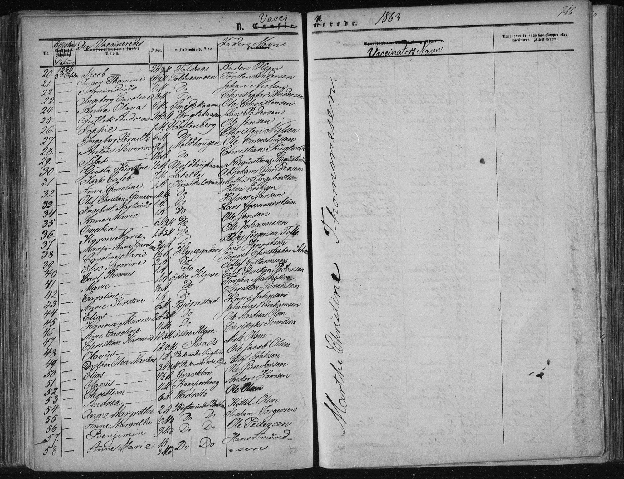 Solum kirkebøker, SAKO/A-306/F/Fa/L0007: Parish register (official) no. I 7, 1856-1864, p. 216