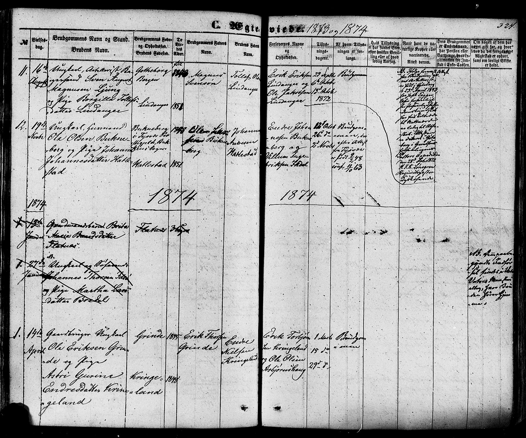 Skjold sokneprestkontor, SAST/A-101847/H/Ha/Haa/L0008: Parish register (official) no. A 8, 1856-1882, p. 324