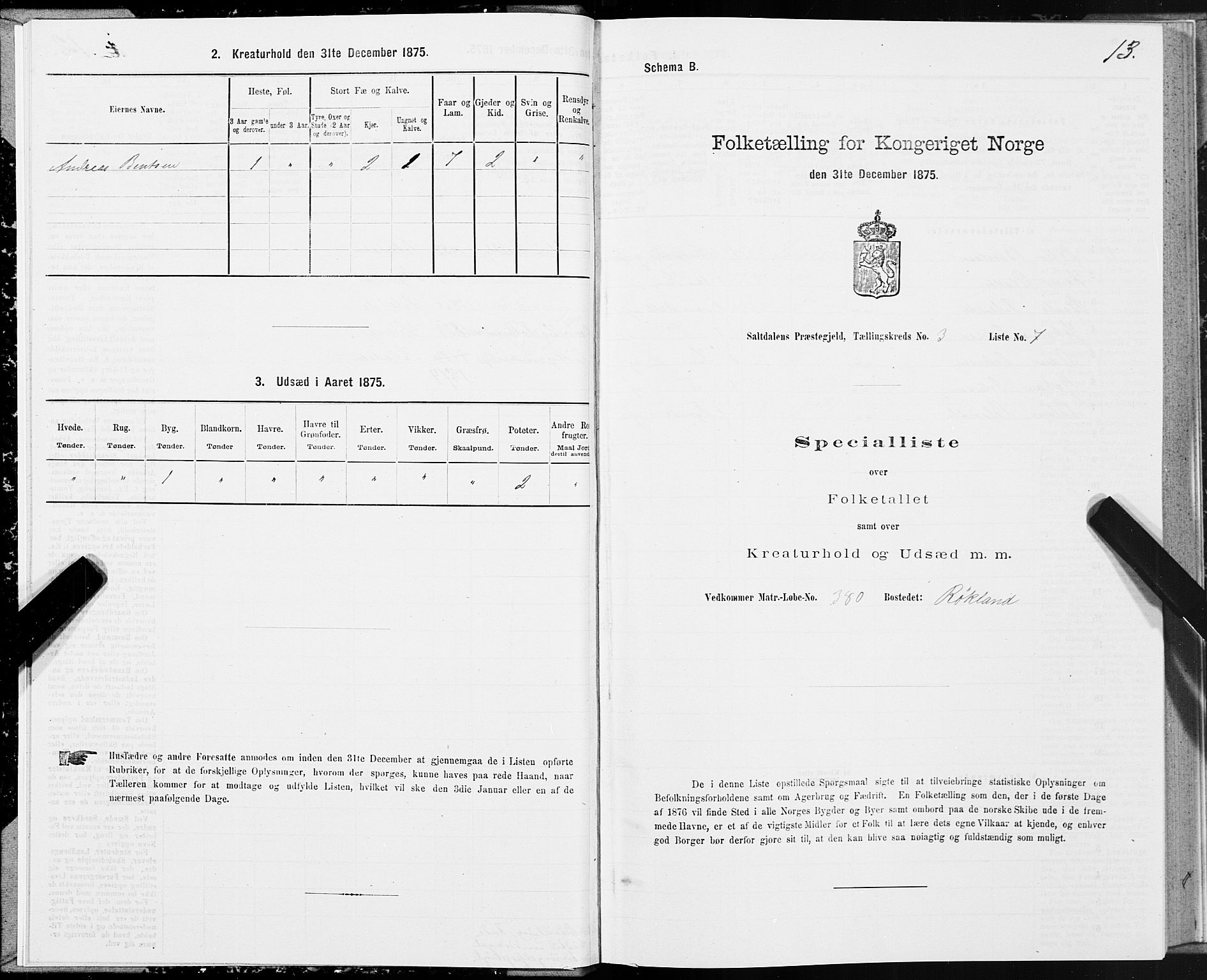 SAT, 1875 census for 1840P Saltdal, 1875, p. 2013