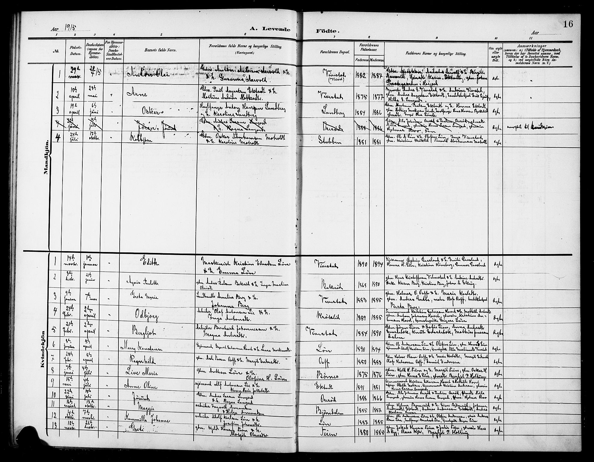 Ramnes kirkebøker, SAKO/A-314/G/Gc/L0002: Parish register (copy) no. III 2, 1903-1924, p. 16