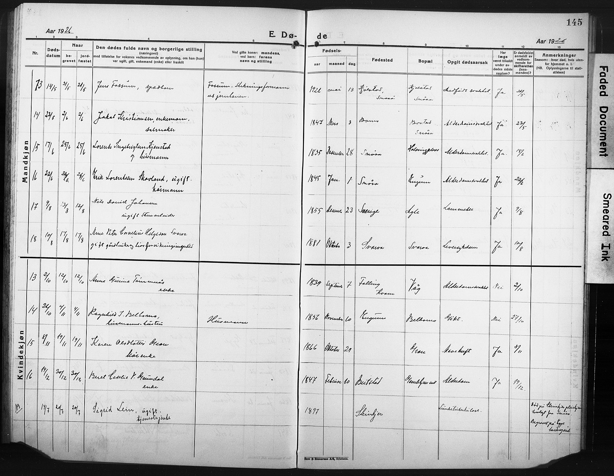 Ministerialprotokoller, klokkerbøker og fødselsregistre - Nord-Trøndelag, AV/SAT-A-1458/749/L0480: Parish register (copy) no. 749C02, 1924-1932, p. 145