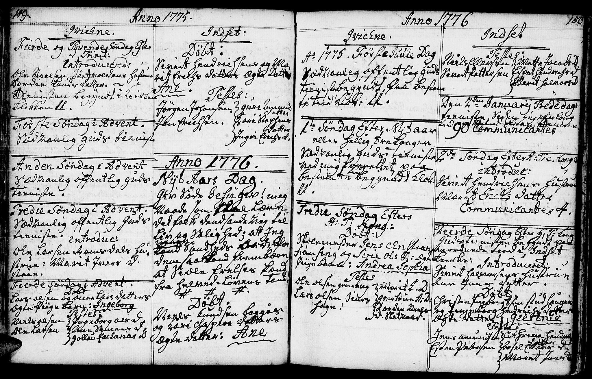 Kvikne prestekontor, SAH/PREST-064/H/Ha/Haa/L0002: Parish register (official) no. 2, 1764-1784, p. 149-150