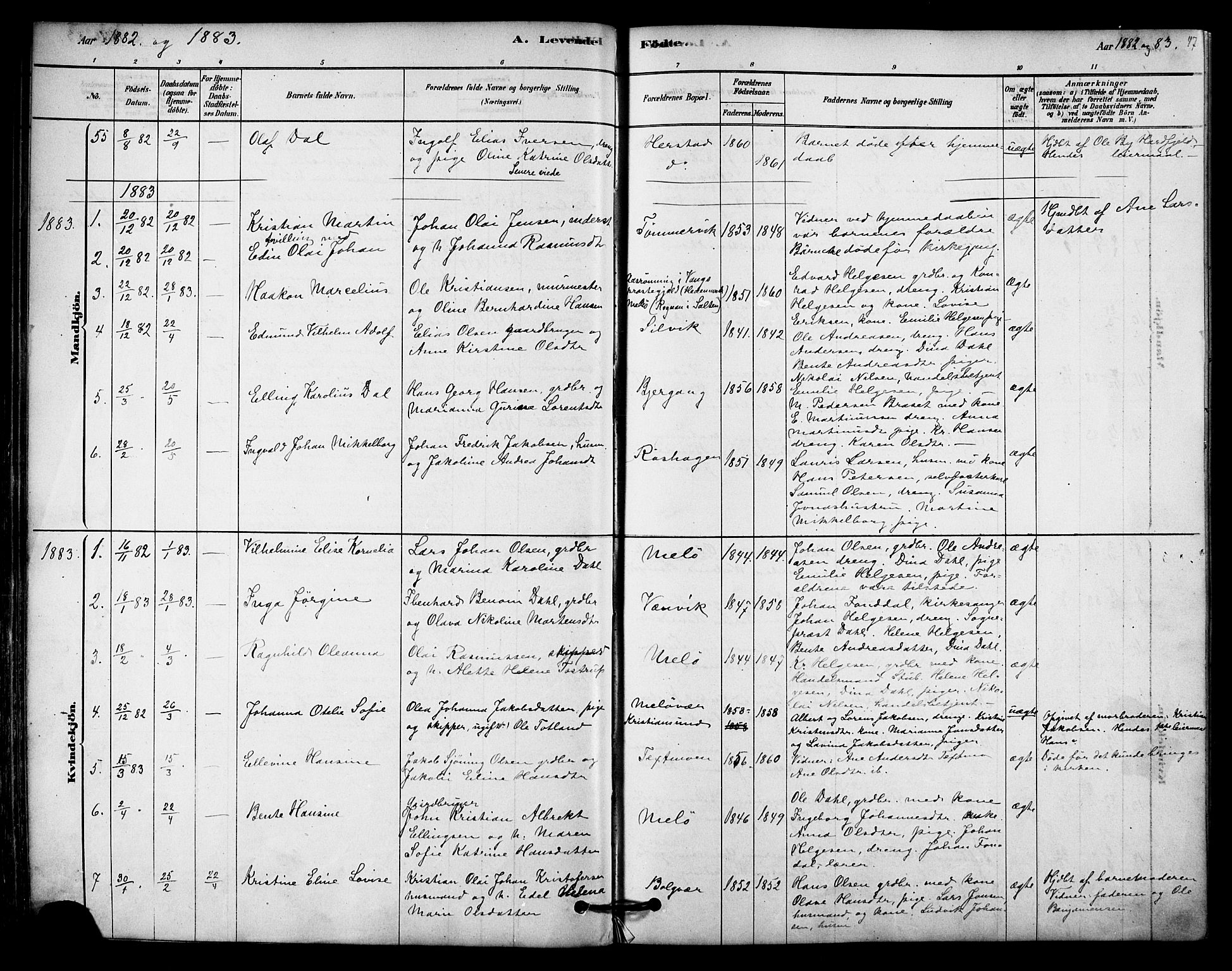 Ministerialprotokoller, klokkerbøker og fødselsregistre - Nordland, AV/SAT-A-1459/843/L0626: Parish register (official) no. 843A01, 1878-1907, p. 47