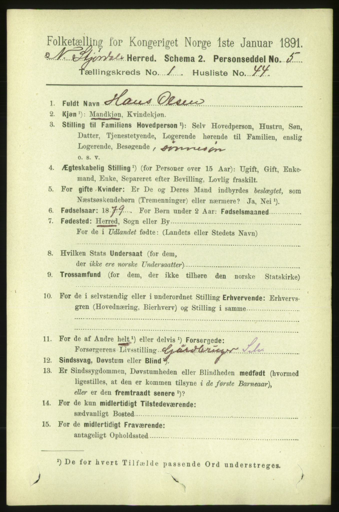 RA, 1891 census for 1714 Nedre Stjørdal, 1891, p. 382