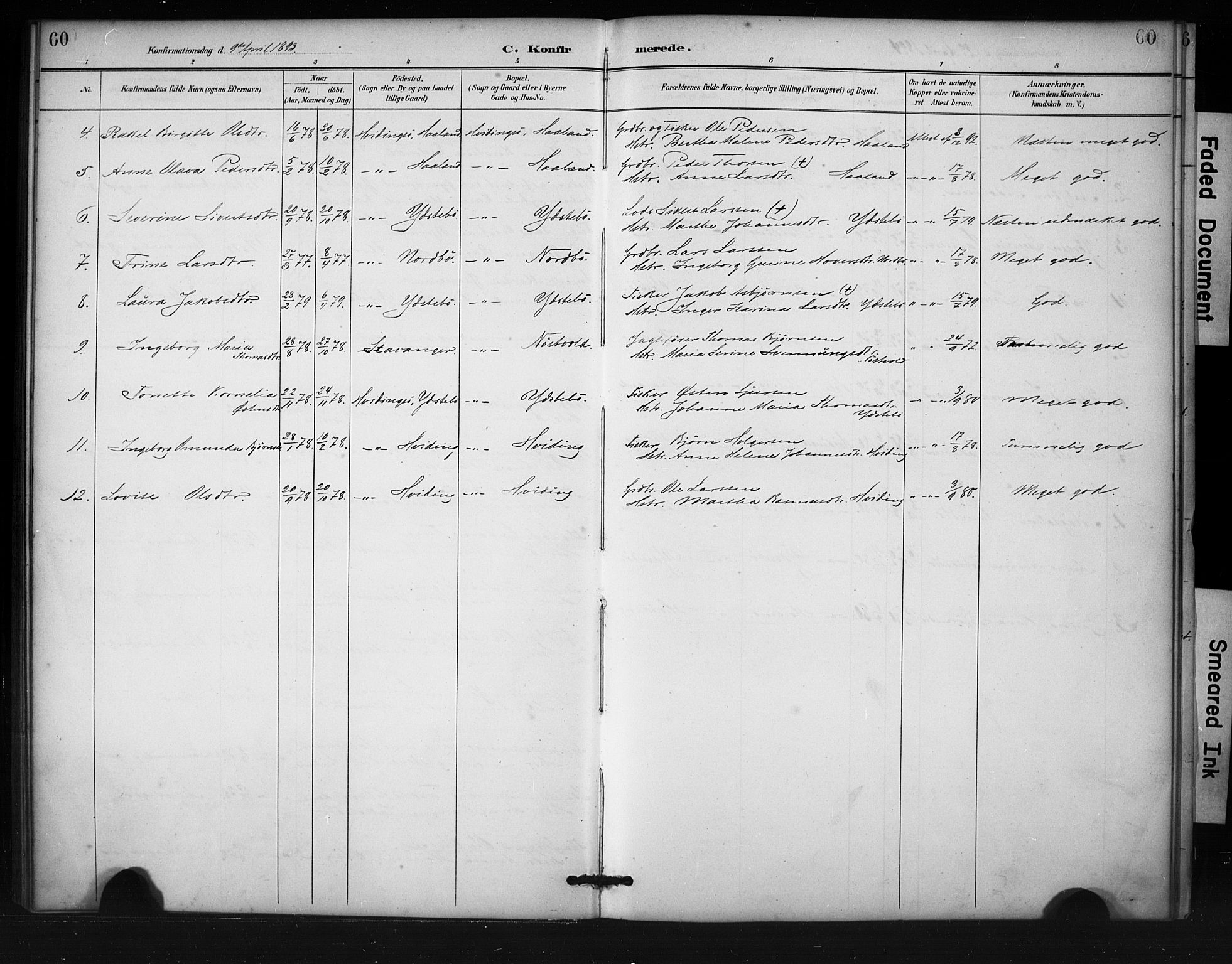 Rennesøy sokneprestkontor, SAST/A -101827/H/Ha/Haa/L0013: Parish register (official) no. A 12, 1888-1916, p. 60
