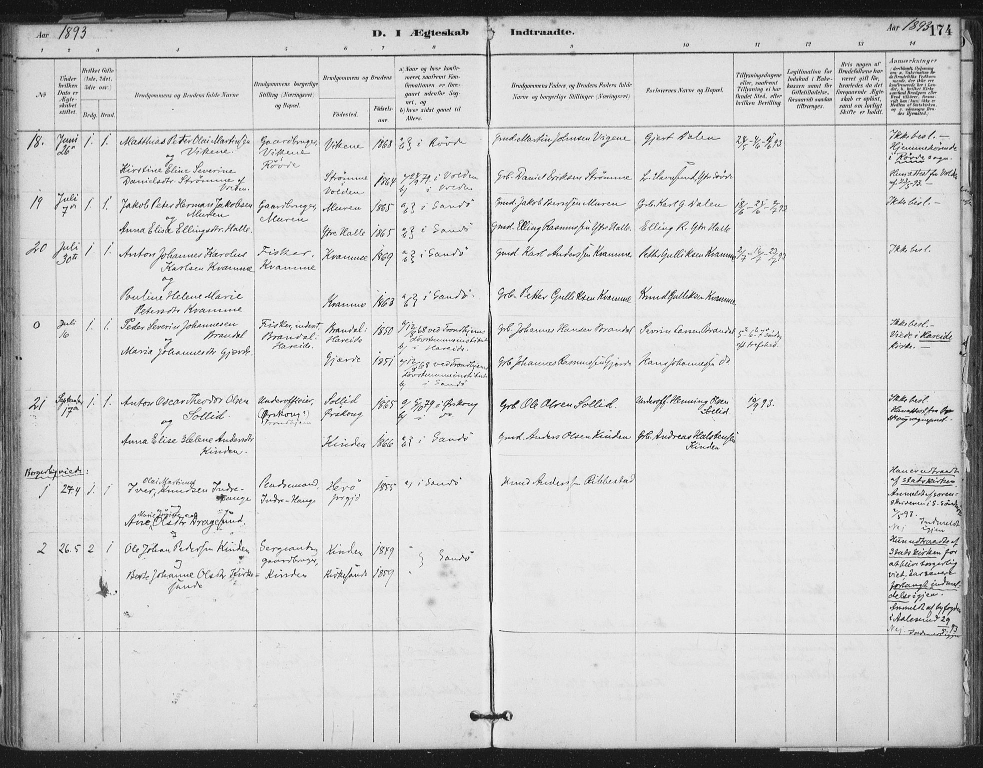 Ministerialprotokoller, klokkerbøker og fødselsregistre - Møre og Romsdal, SAT/A-1454/503/L0037: Parish register (official) no. 503A05, 1884-1900, p. 174