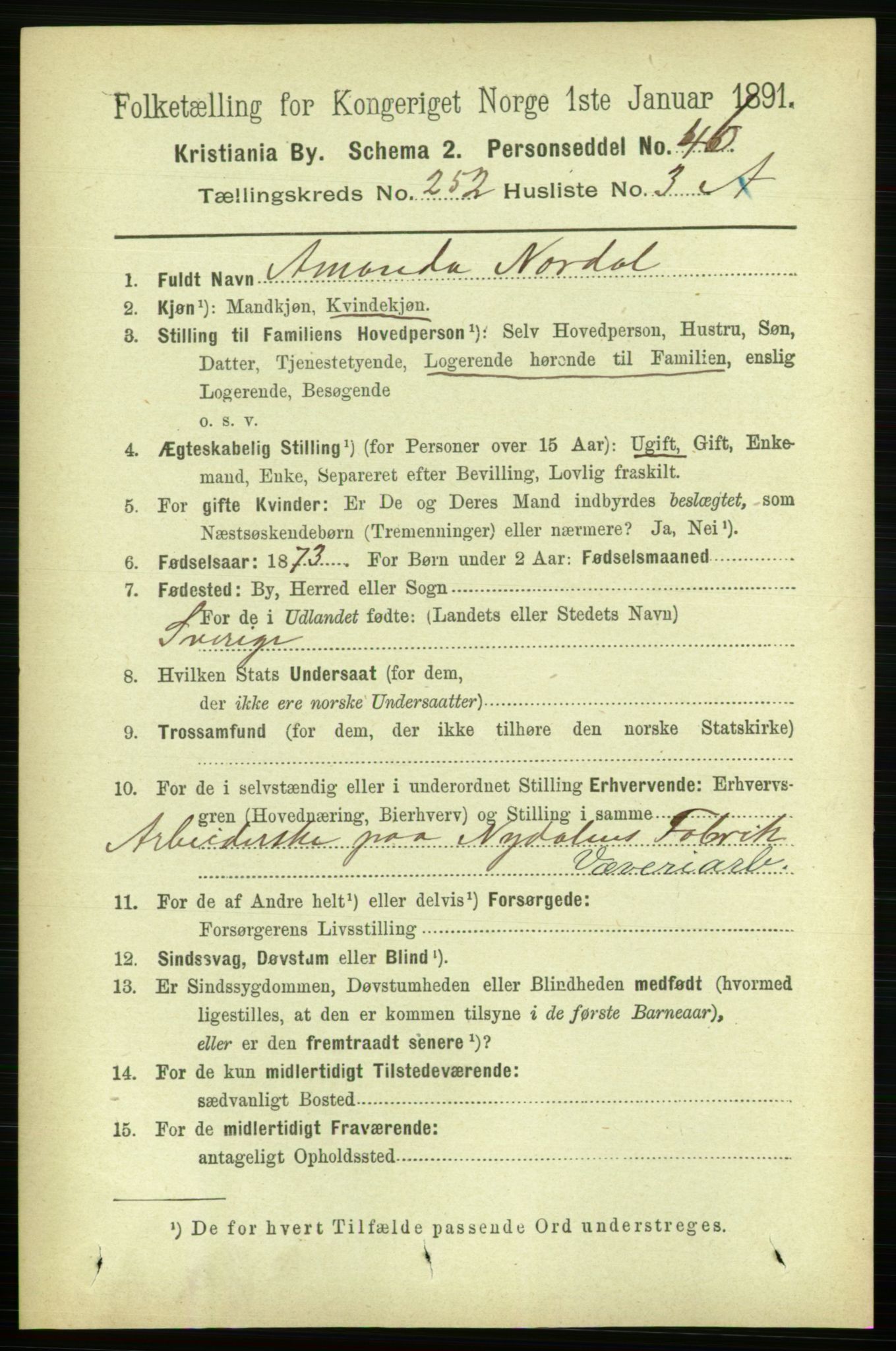 RA, 1891 census for 0301 Kristiania, 1891, p. 153428