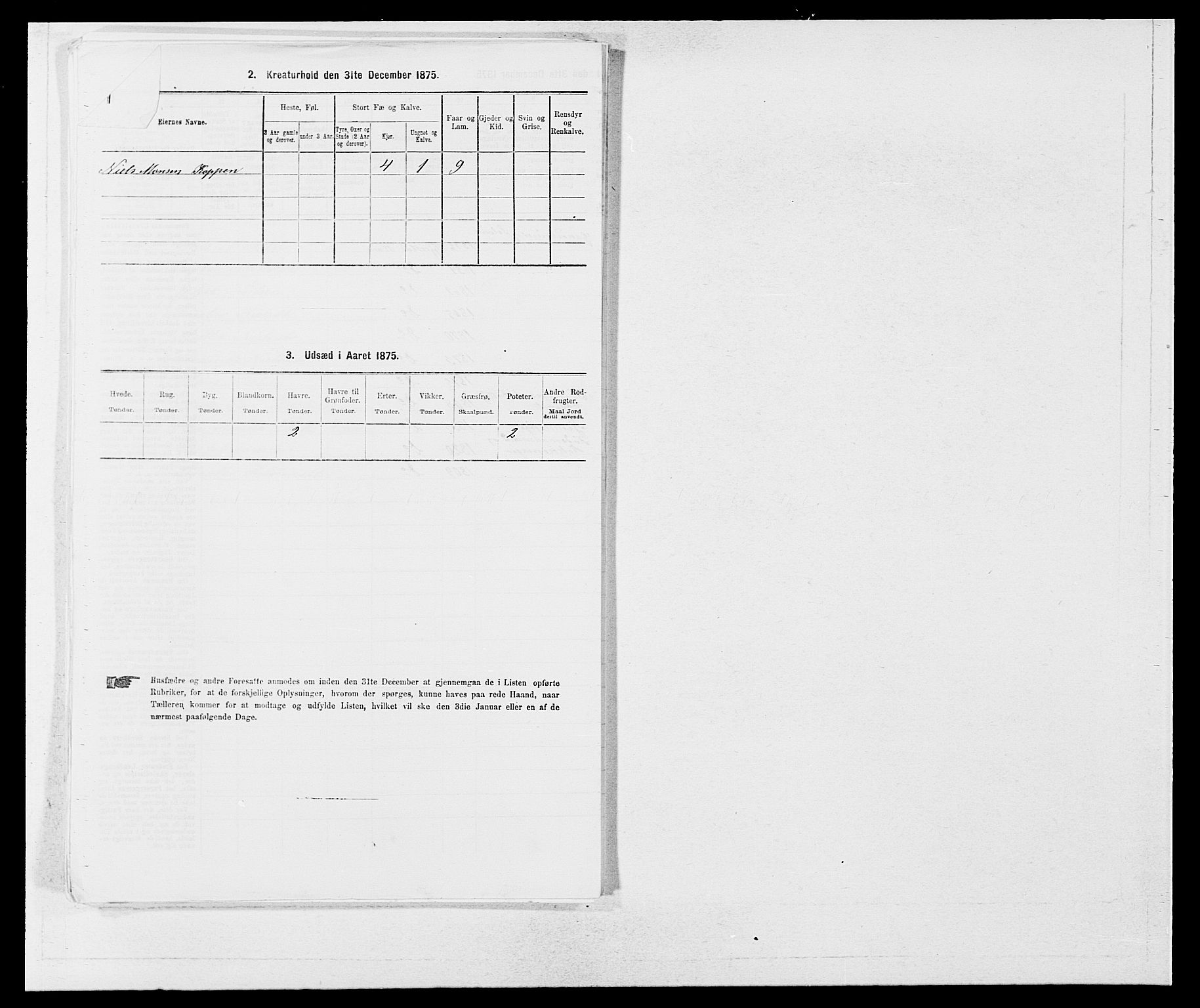 SAB, 1875 census for 1250P Haus, 1875, p. 188