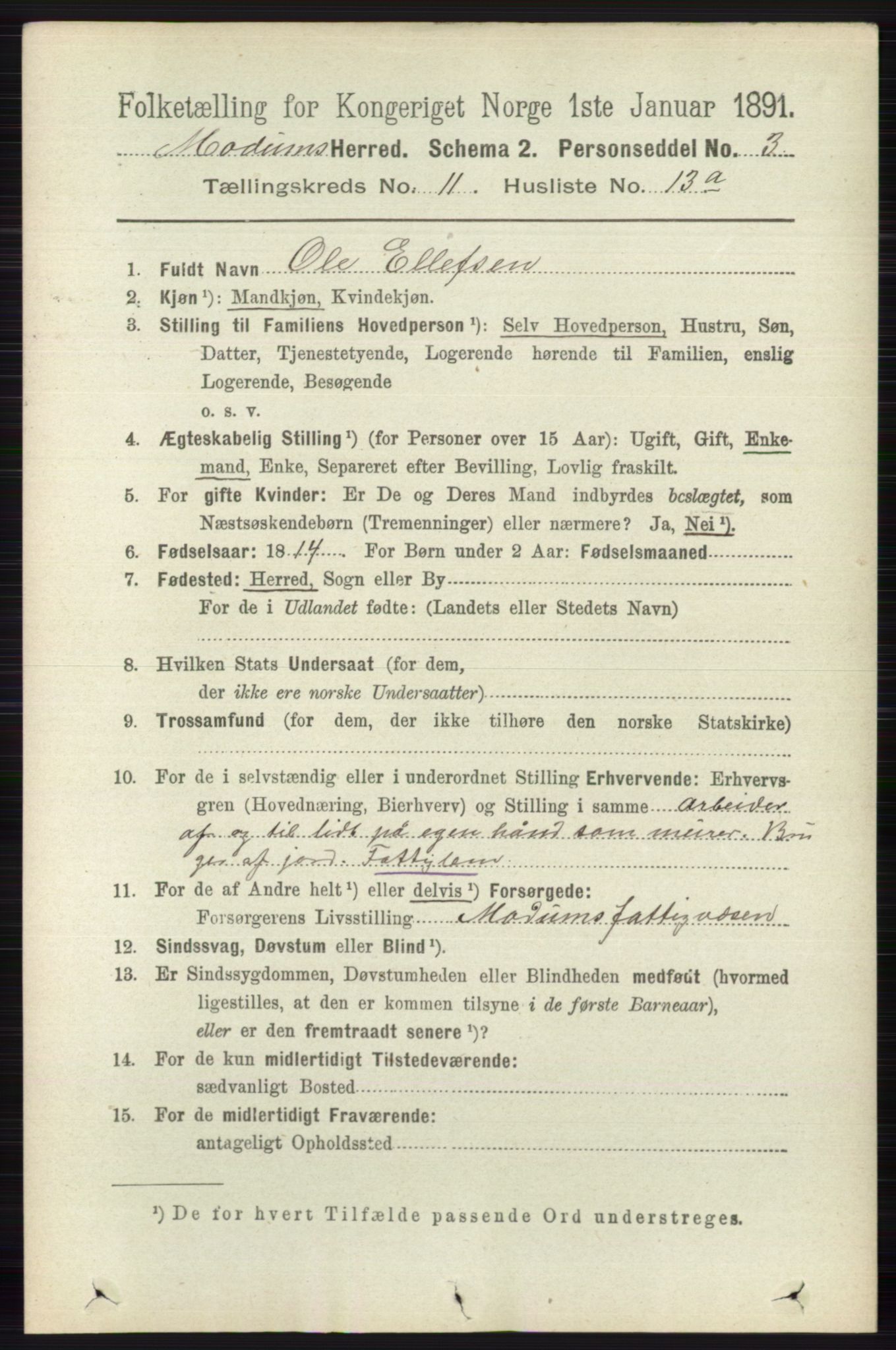 RA, 1891 census for 0623 Modum, 1891, p. 4254