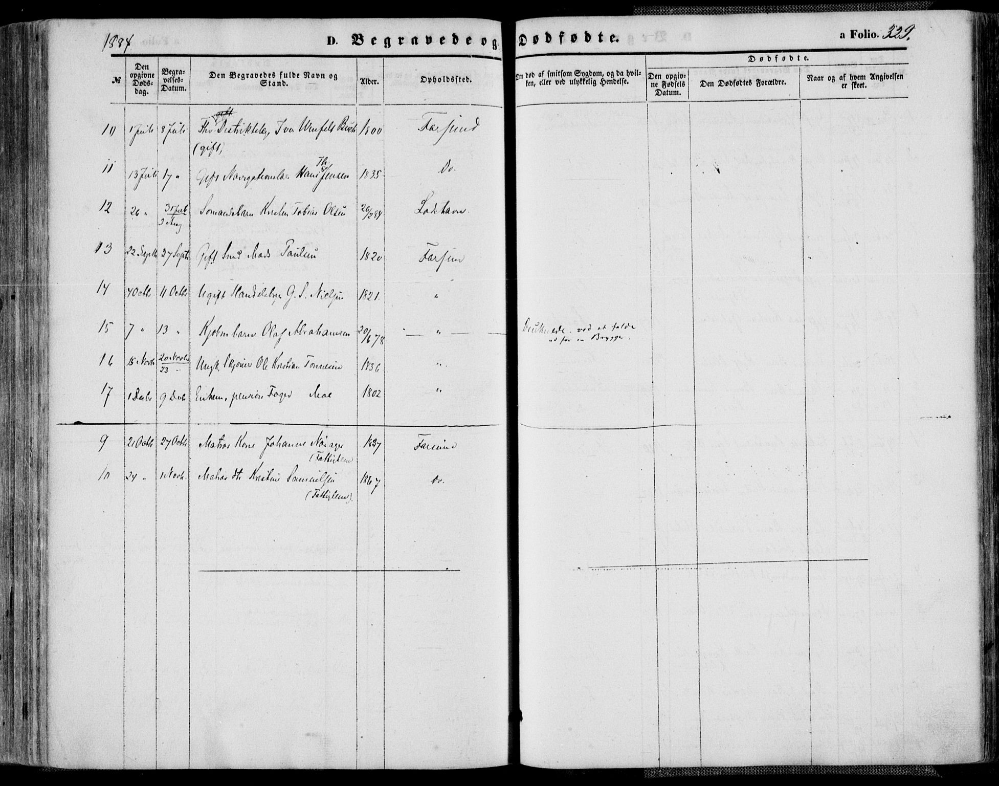 Farsund sokneprestkontor, SAK/1111-0009/F/Fa/L0005: Parish register (official) no. A 5, 1863-1886, p. 329