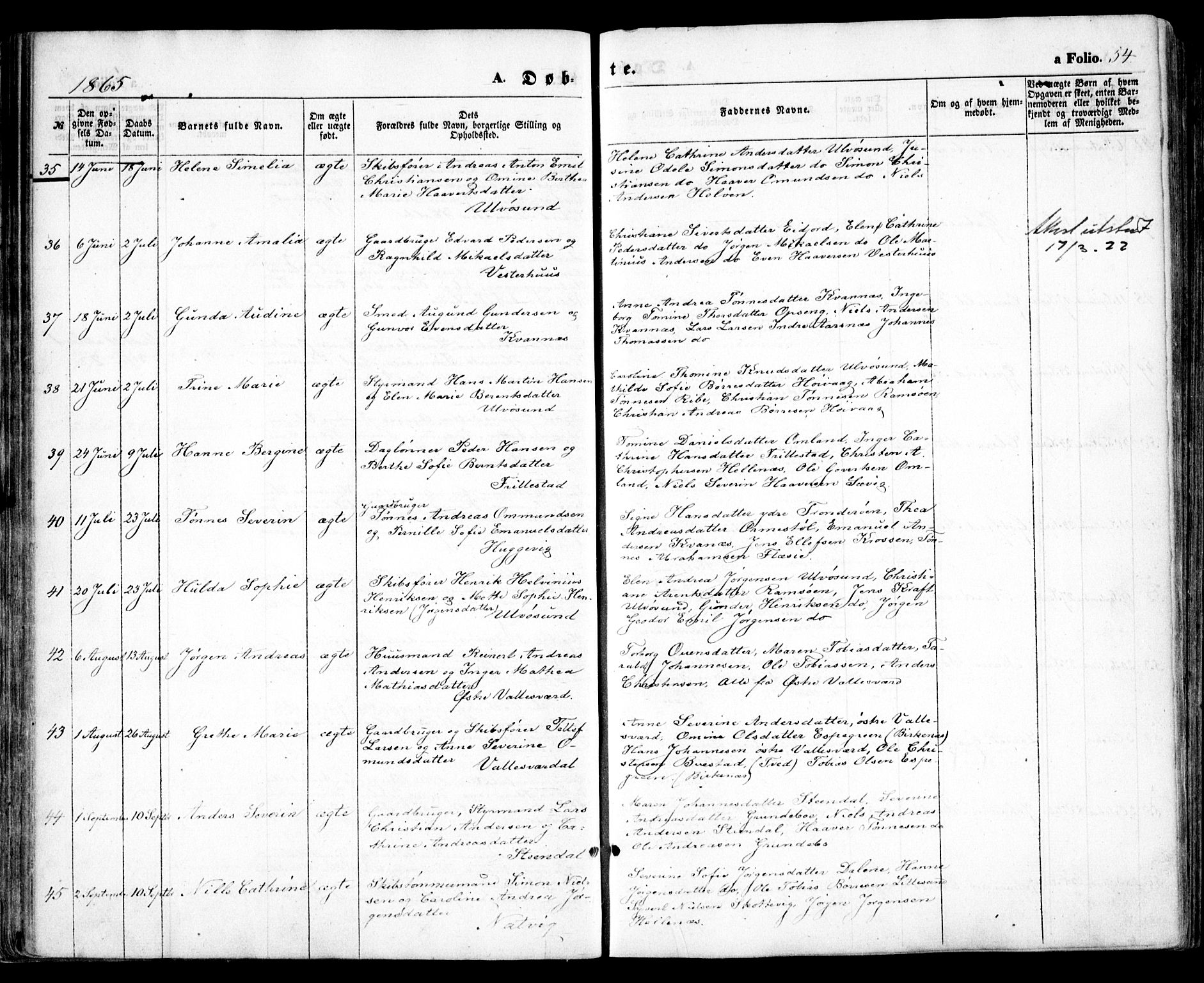 Høvåg sokneprestkontor, SAK/1111-0025/F/Fa/L0004: Parish register (official) no. A 4, 1859-1877, p. 54