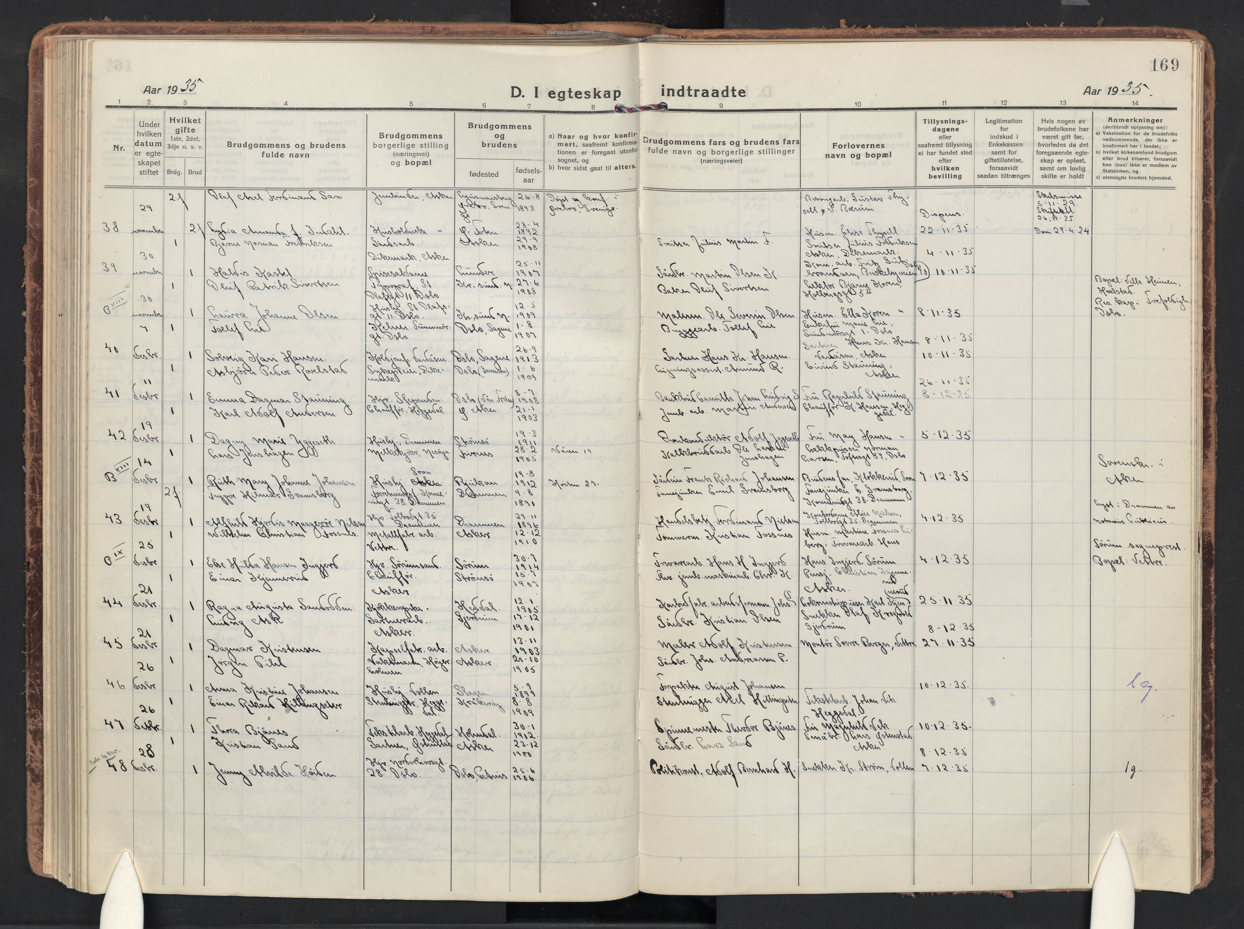 Asker prestekontor Kirkebøker, AV/SAO-A-10256a/F/Fa/L0019: Parish register (official) no. I 19, 1918-1935, p. 169