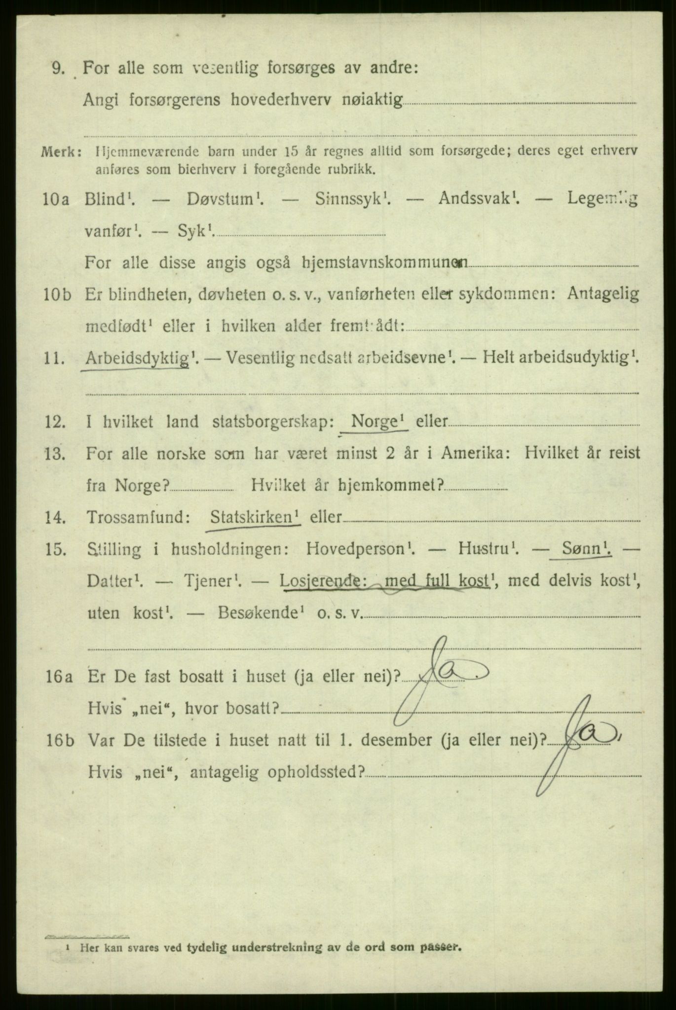 SAB, 1920 census for Evanger, 1920, p. 3354