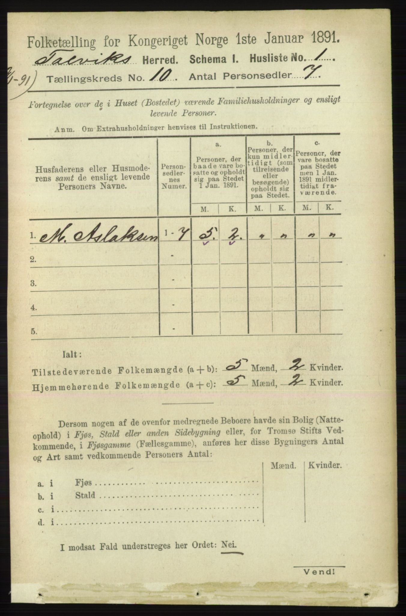 RA, 1891 census for 2013 Talvik, 1891, p. 2276