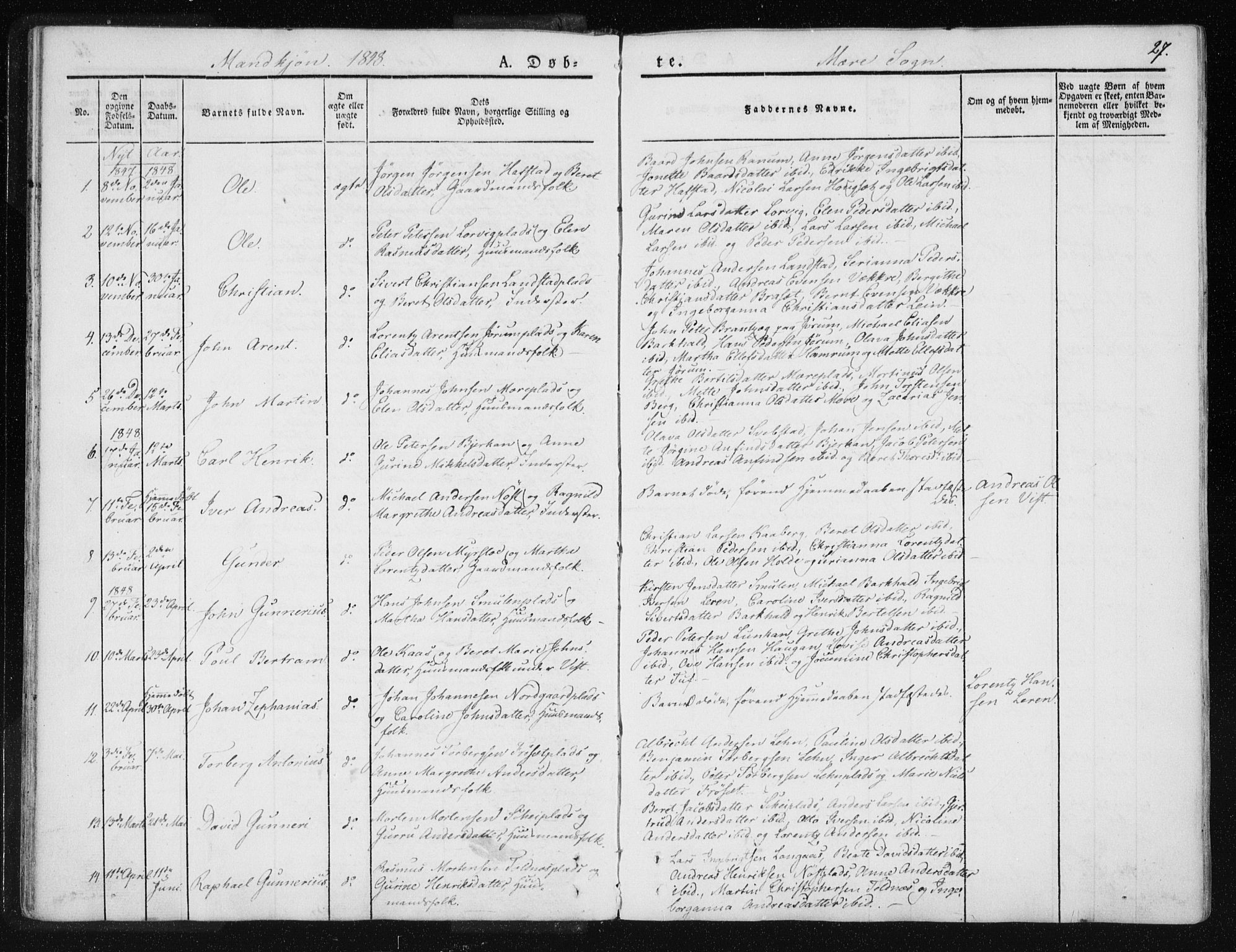 Ministerialprotokoller, klokkerbøker og fødselsregistre - Nord-Trøndelag, SAT/A-1458/735/L0339: Parish register (official) no. 735A06 /1, 1836-1848, p. 27