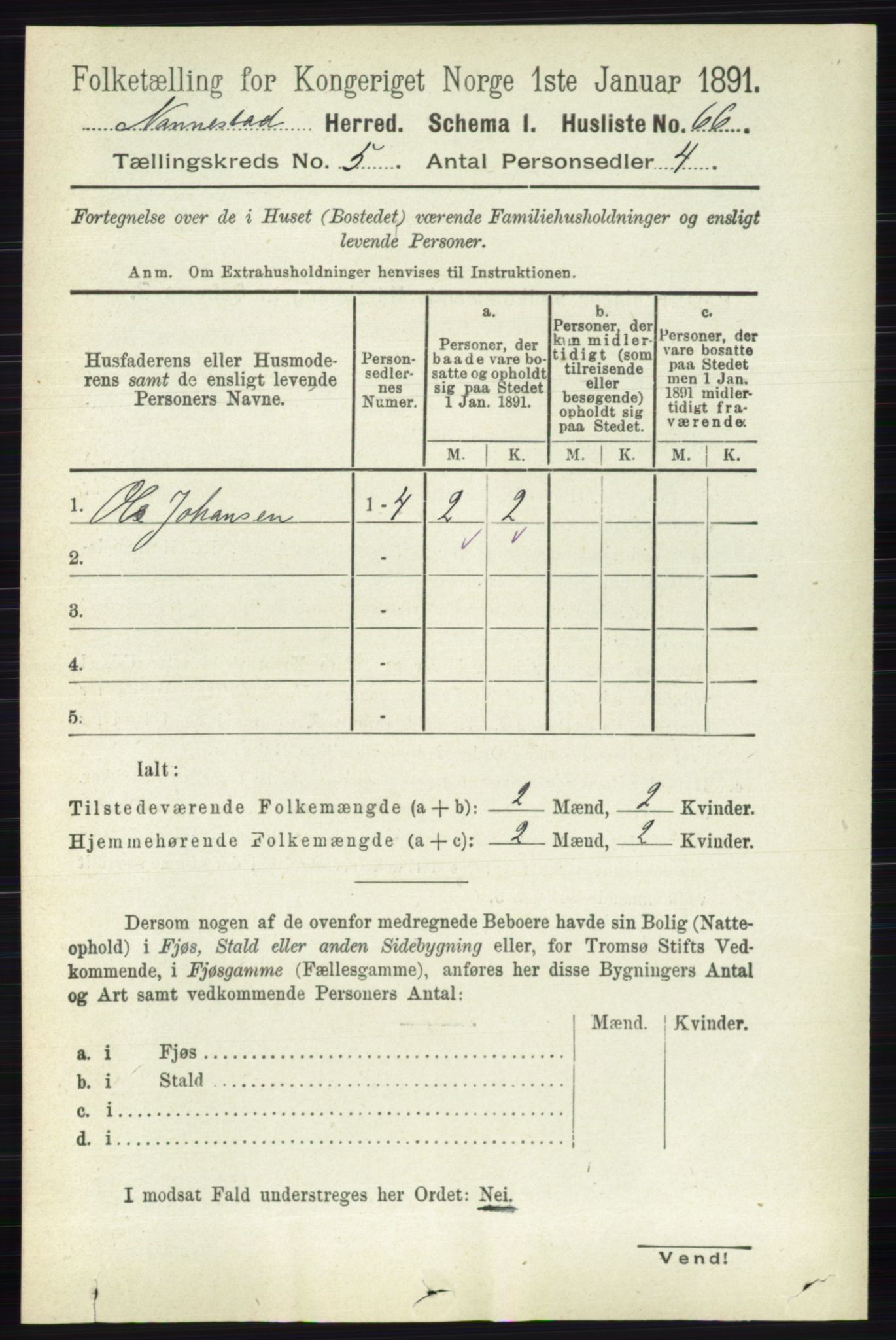 RA, 1891 census for 0238 Nannestad, 1891, p. 2588