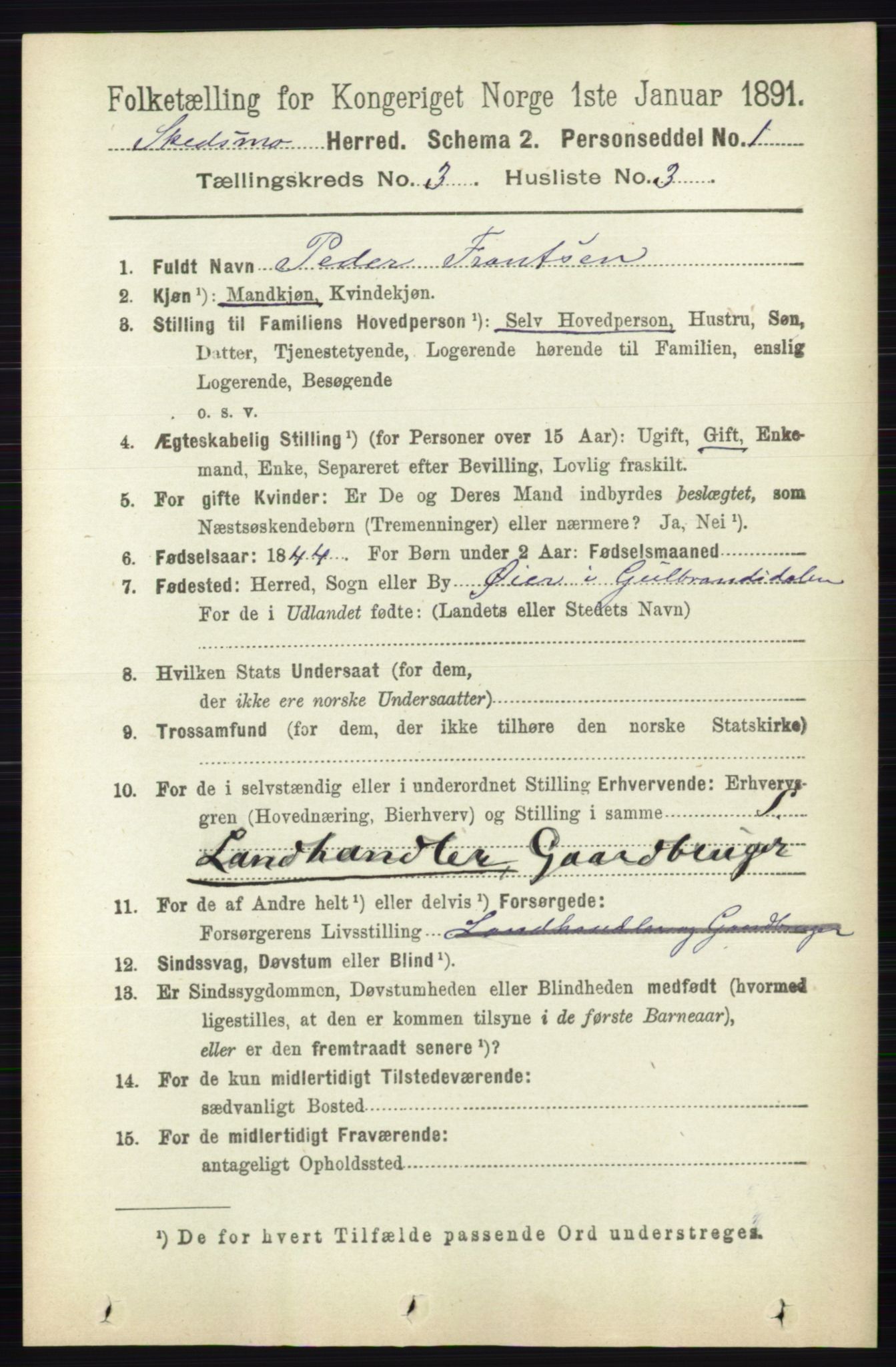 RA, 1891 census for 0231 Skedsmo, 1891, p. 1319