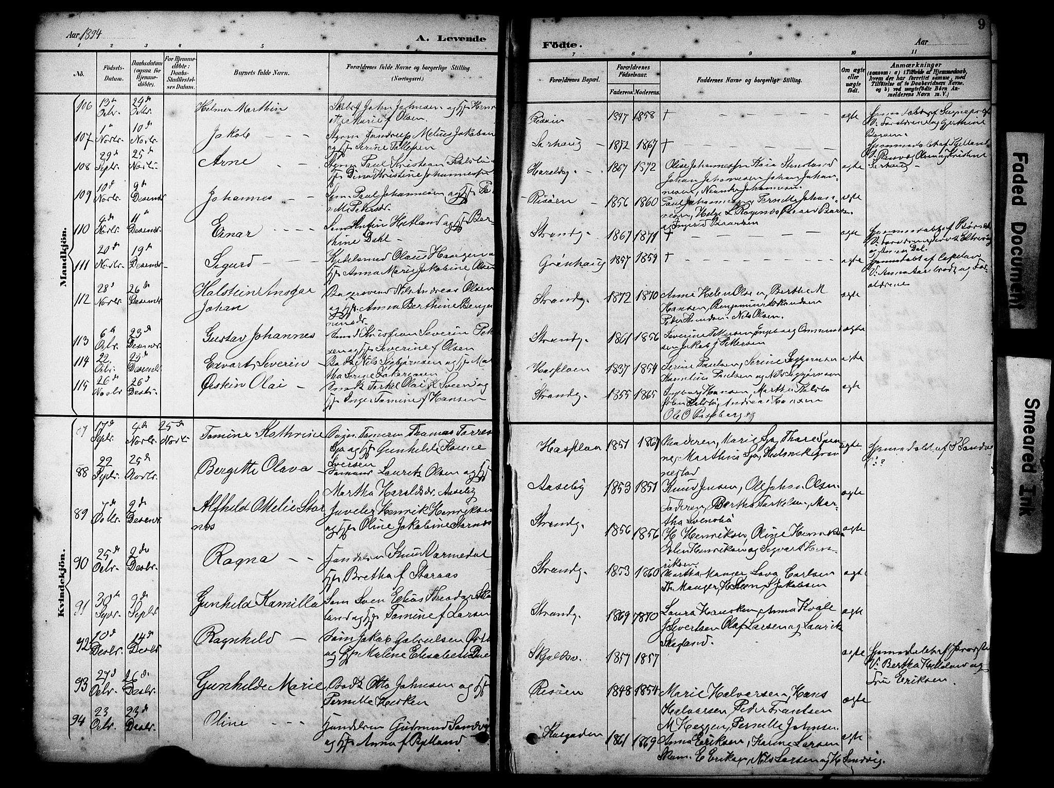 Haugesund sokneprestkontor, AV/SAST-A -101863/H/Ha/Hab/L0005: Parish register (copy) no. B 5, 1894-1908, p. 9