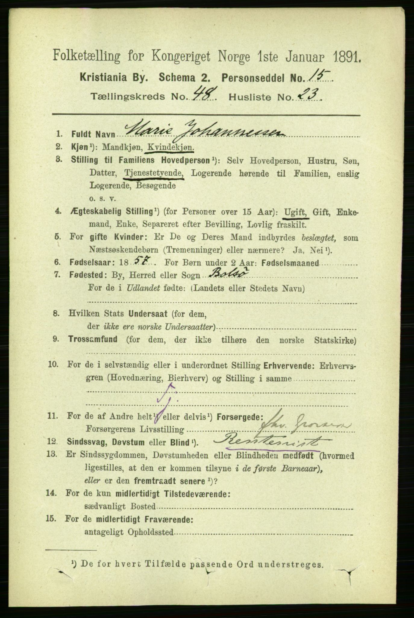 RA, 1891 census for 0301 Kristiania, 1891, p. 28499