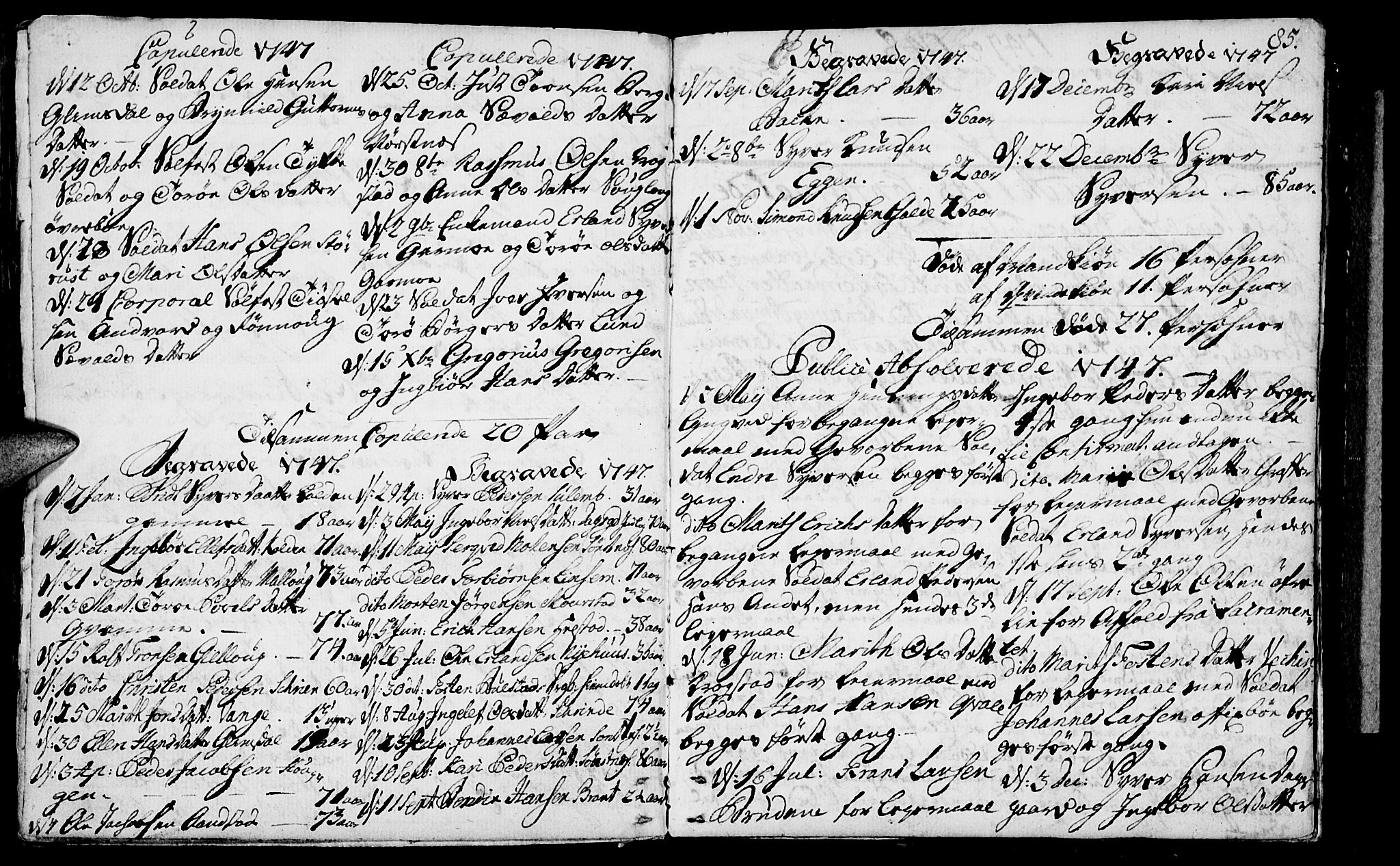 Lom prestekontor, AV/SAH-PREST-070/K/L0001: Parish register (official) no. 1, 1733-1748, p. 85