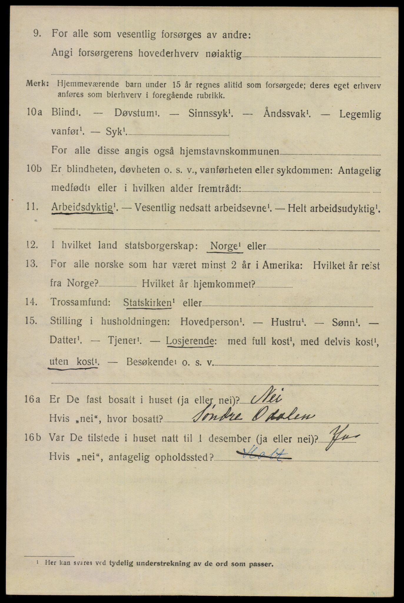 SAO, 1920 census for Ullensaker, 1920, p. 7238