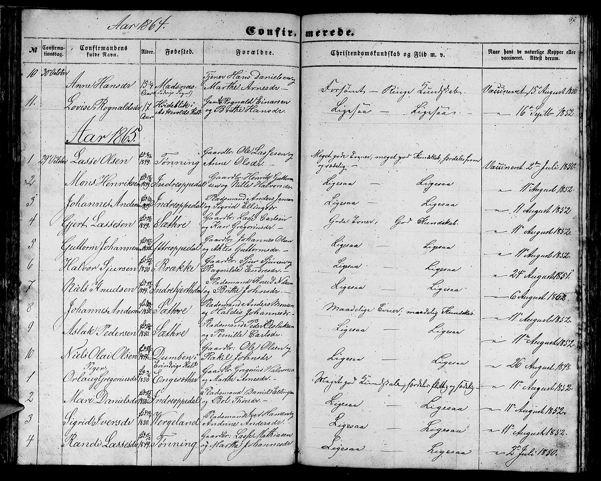 Gulen sokneprestembete, AV/SAB-A-80201/H/Hab/Habc/L0001: Parish register (copy) no. C 1, 1853-1880, p. 87