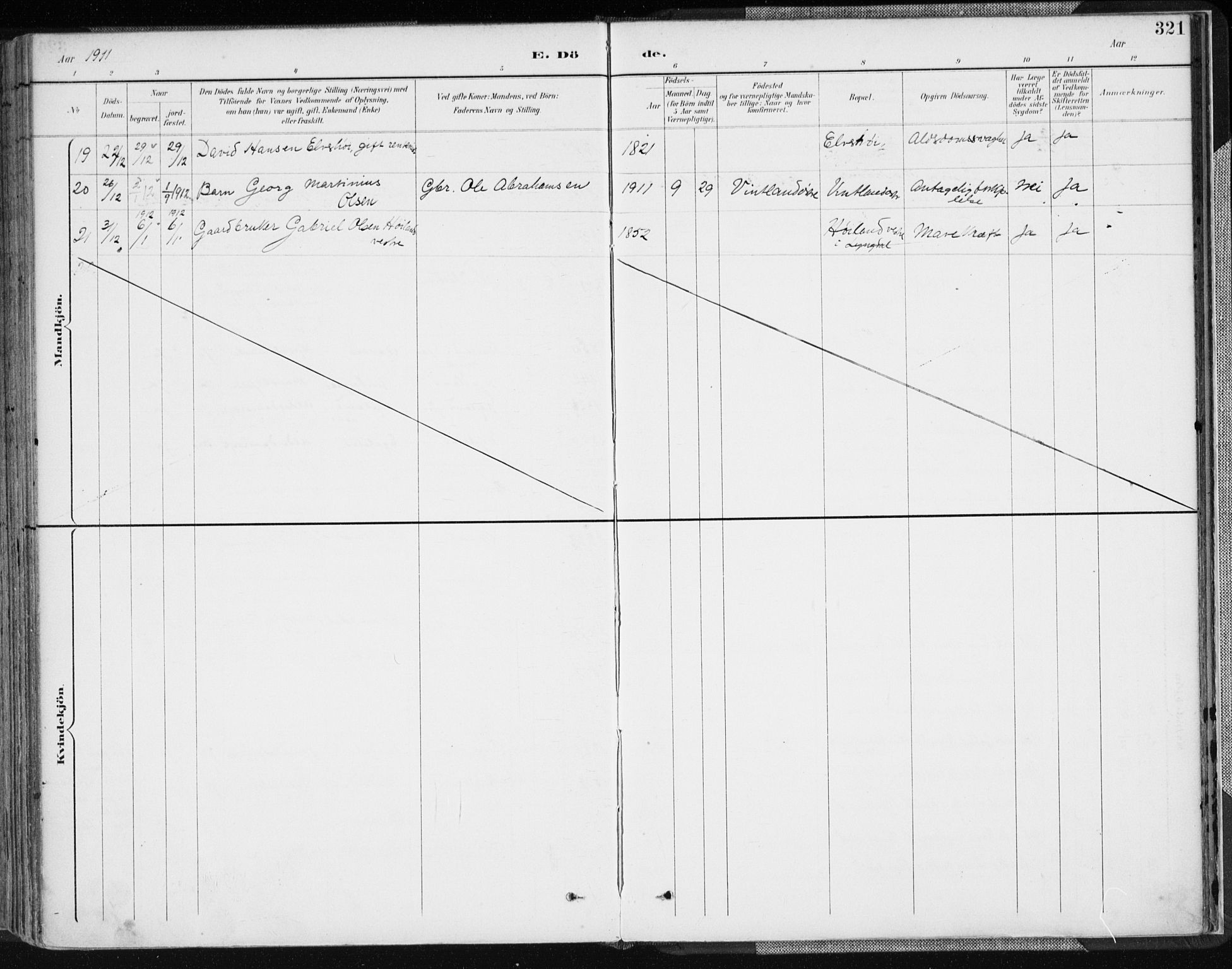 Lyngdal sokneprestkontor, AV/SAK-1111-0029/F/Fa/Fac/L0012: Parish register (official) no. A 12, 1894-1918, p. 321