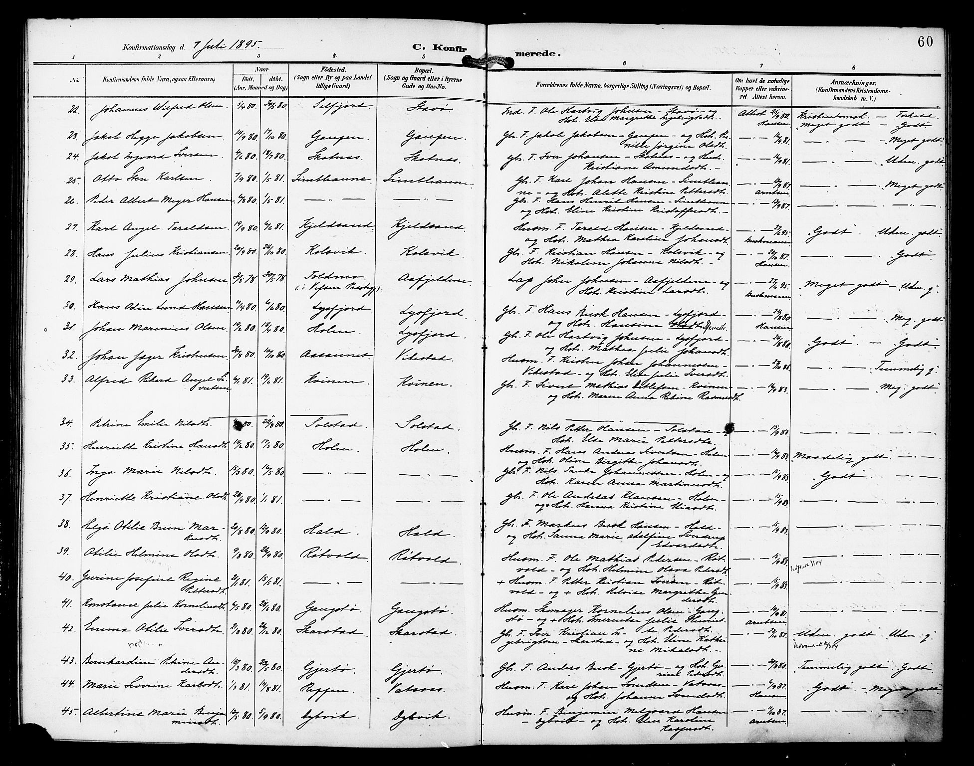 Ministerialprotokoller, klokkerbøker og fødselsregistre - Nordland, AV/SAT-A-1459/810/L0152: Parish register (official) no. 810A11, 1895-1899, p. 60